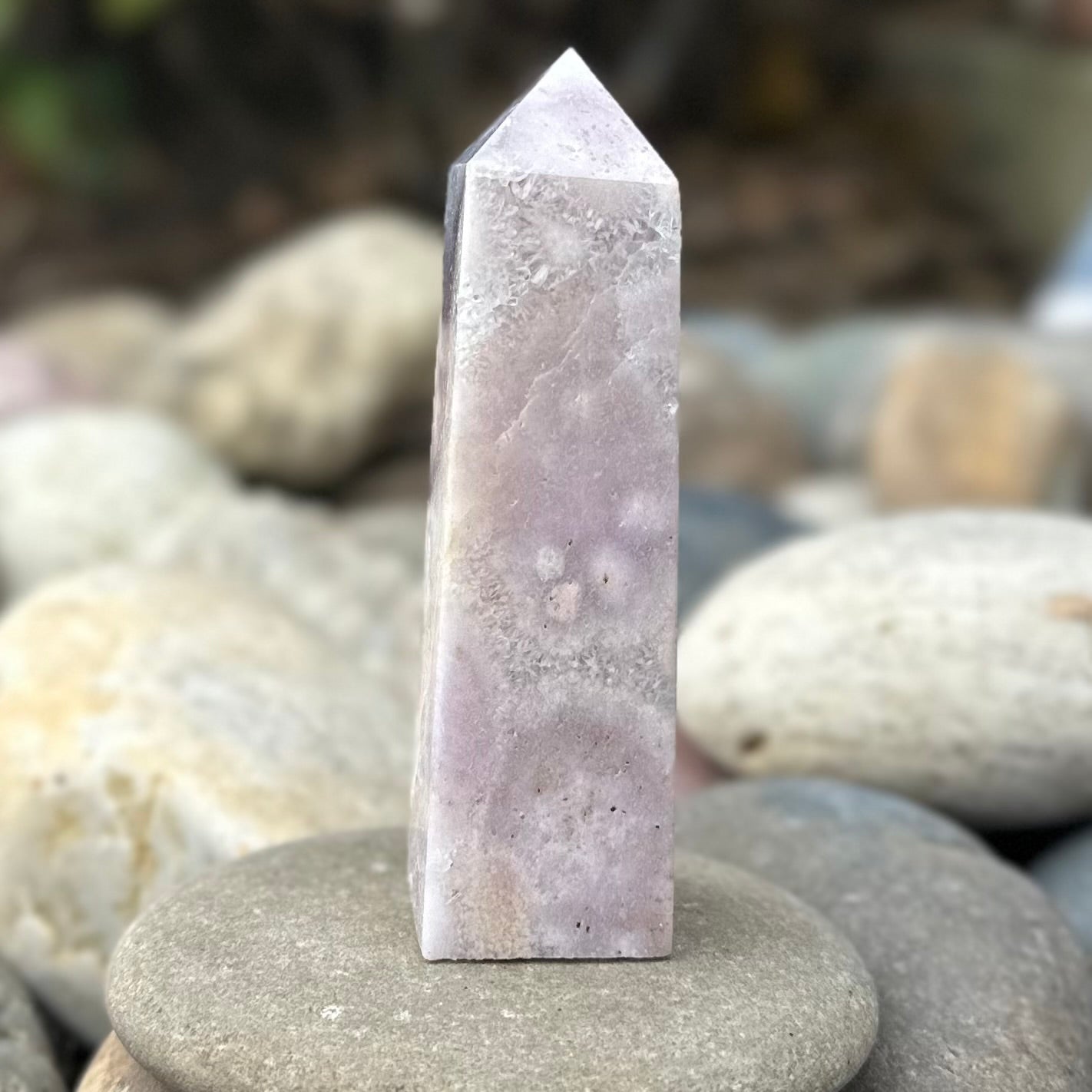 Pink Amethyst and Flower Agate Tower