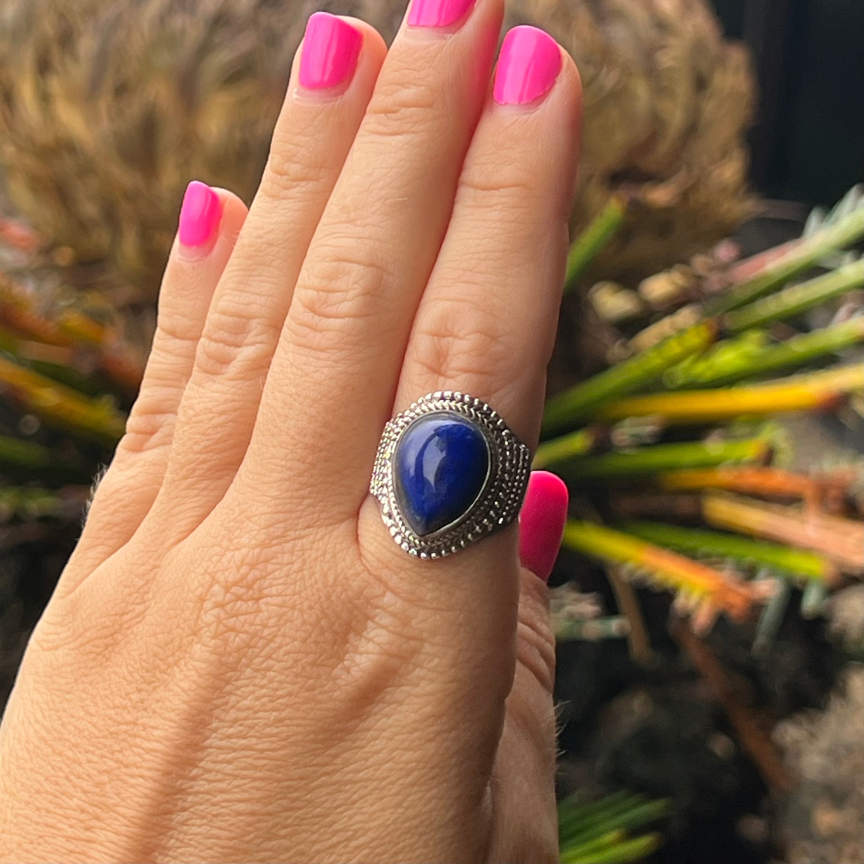 Lapis Lazuli Sterling Silver Ring ~ 8.5