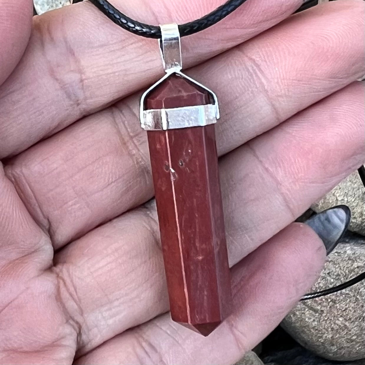 Red Jasper Double Pointed Pencil Pendant