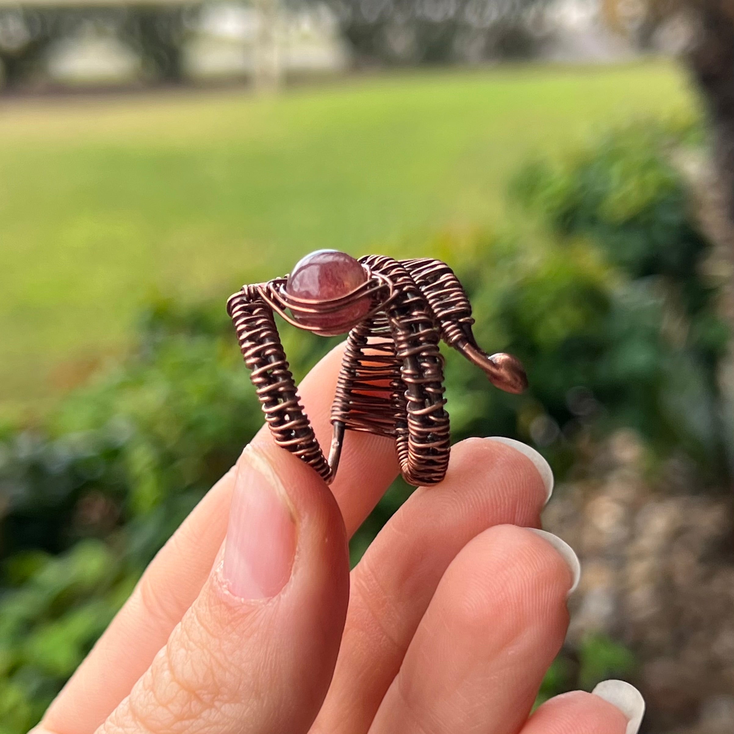 Muse Forged ~ Artesian Strawberry Quartz Ring ~ Adjustable