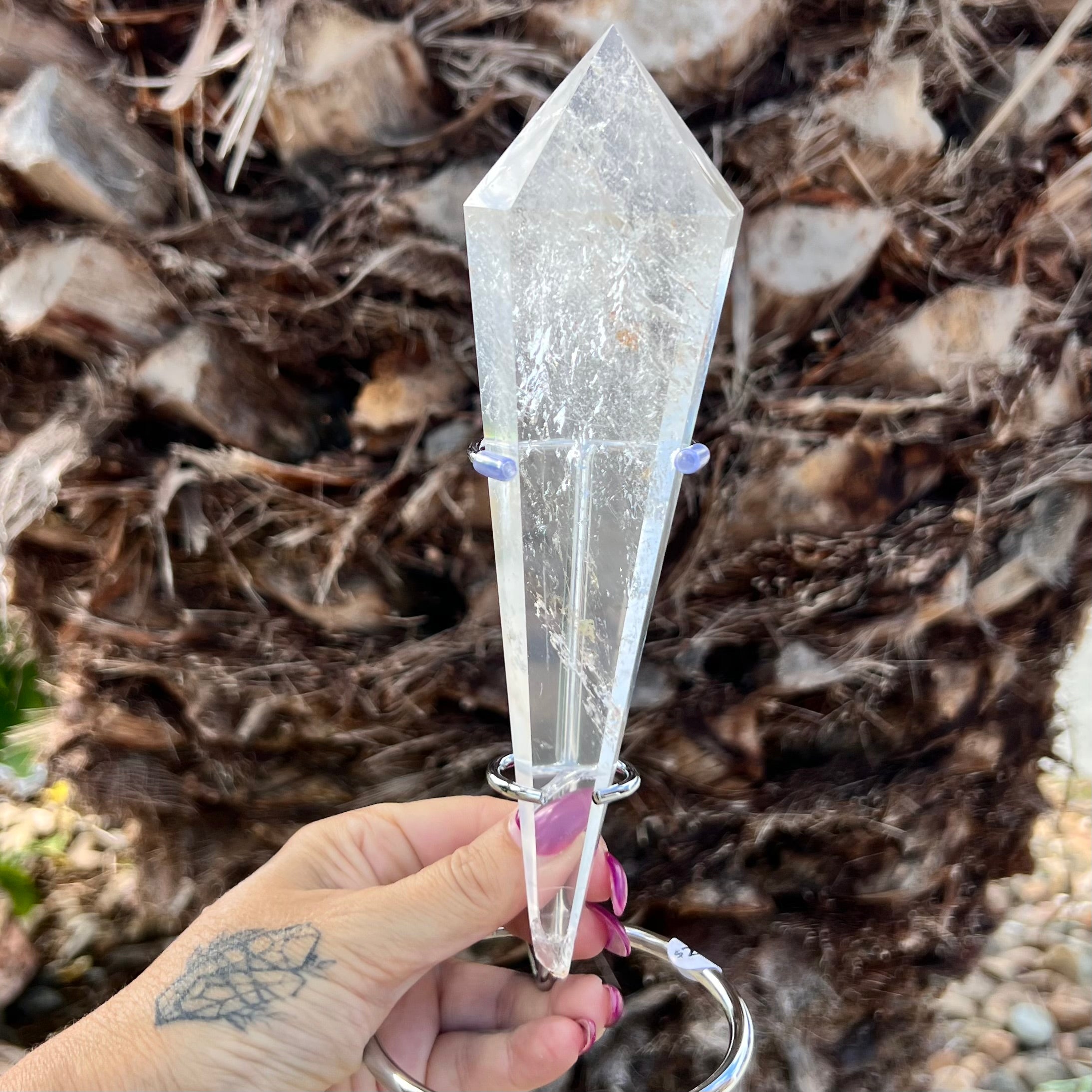 Clear Quartz Wand on Stand