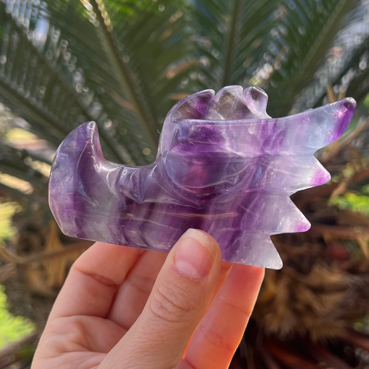 Rainbow Fluorite Dragon Head Carving
