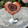 Carnelian Geode Heart on Stand