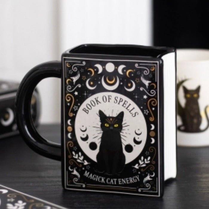 Black Cat Magick Book of Spells Book Shaped Mug