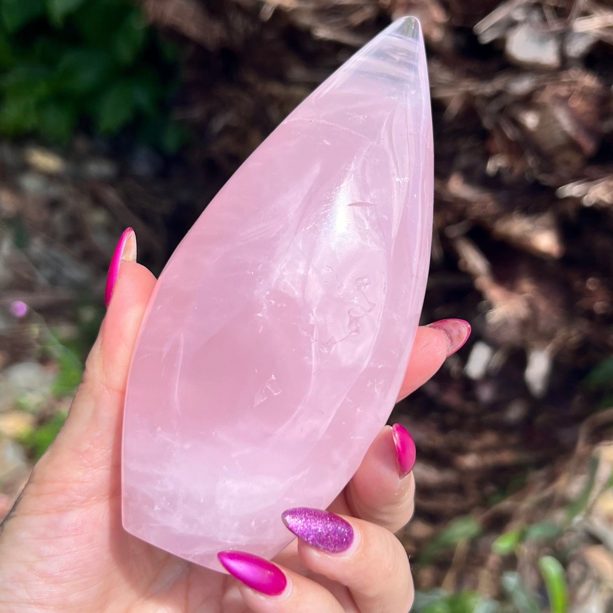 Rose Quartz Tear Drop Carving