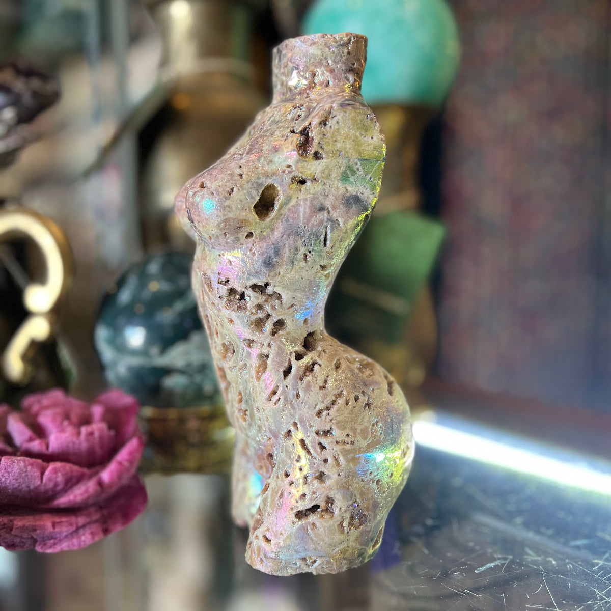 Booty Licious Electroplated Sphalarite Lady Body Carving