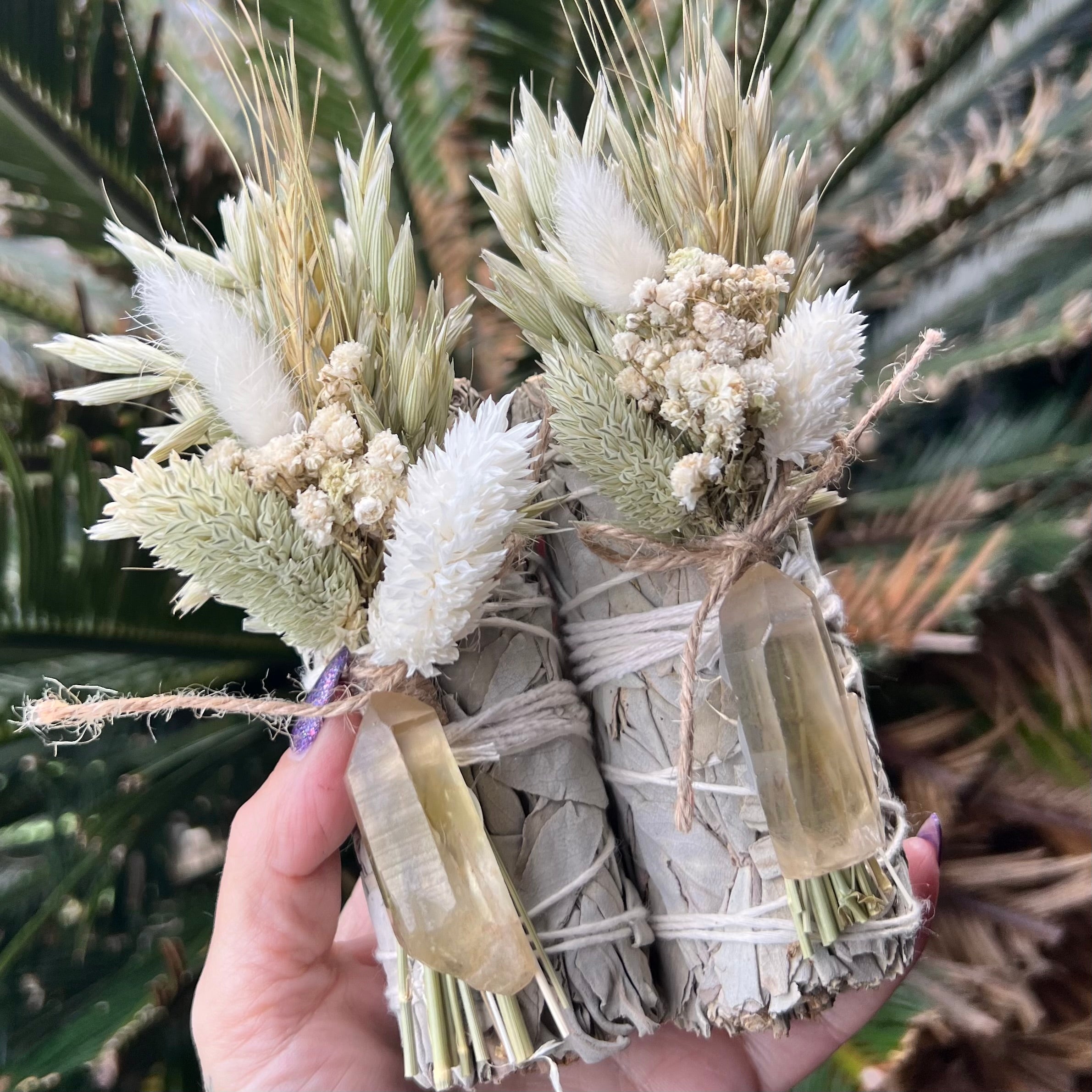 White Sage Botanical Bundle with Flowers & Citrine Natural Point