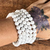 White Howlite Beaded Bracelet ~ Large Fit