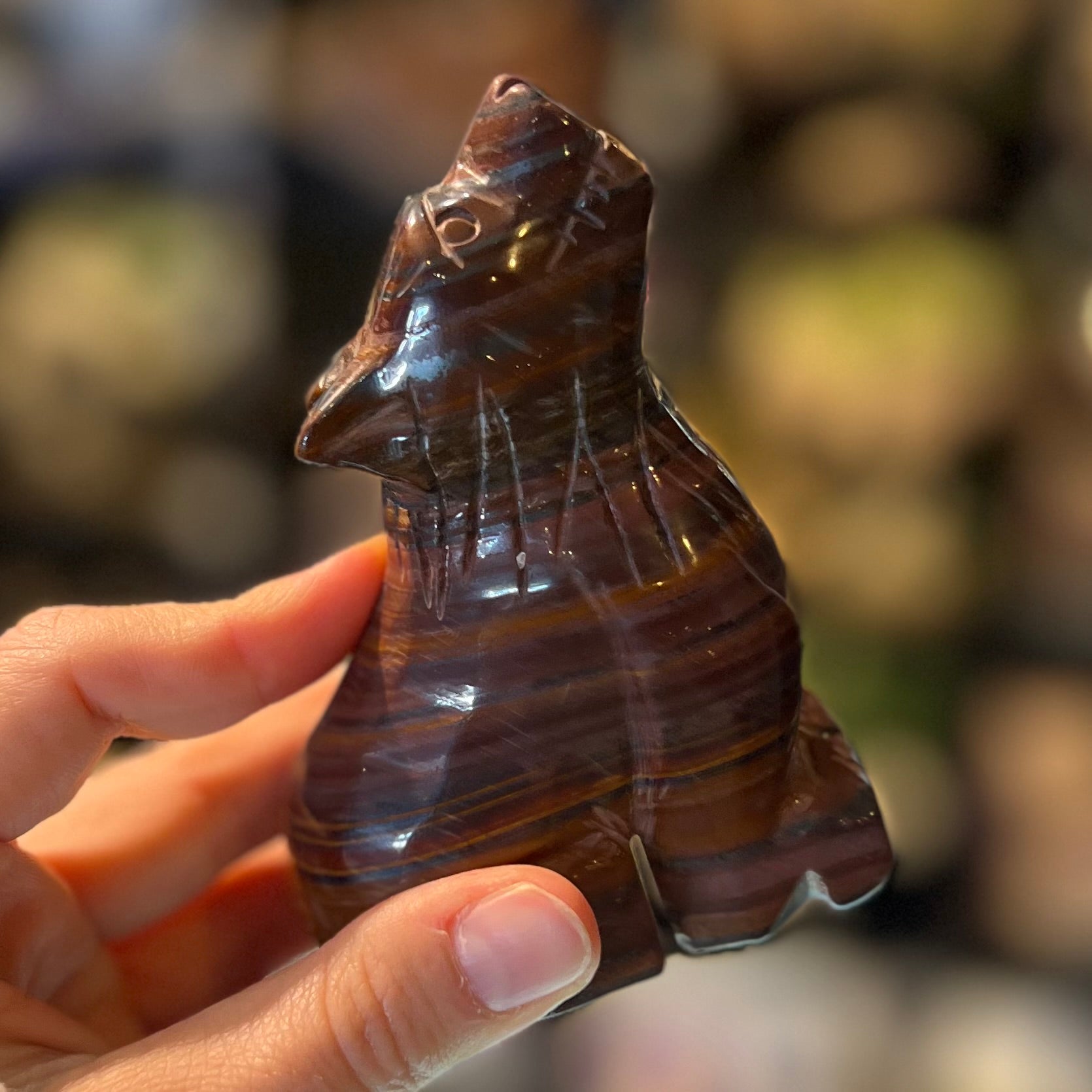 Red Tiger Eye ~ Wolf Carving