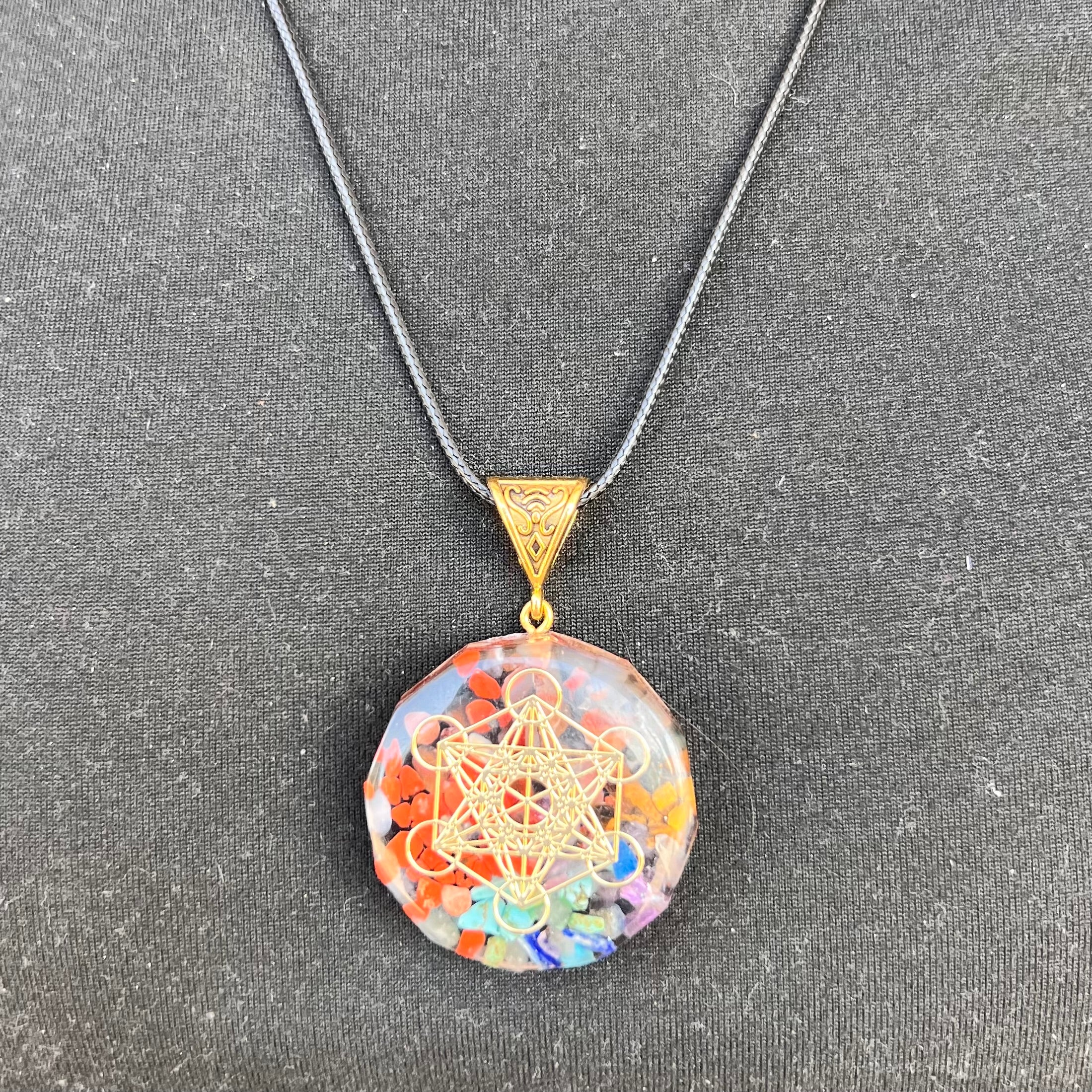 Chakra Round Orgonite Pendant