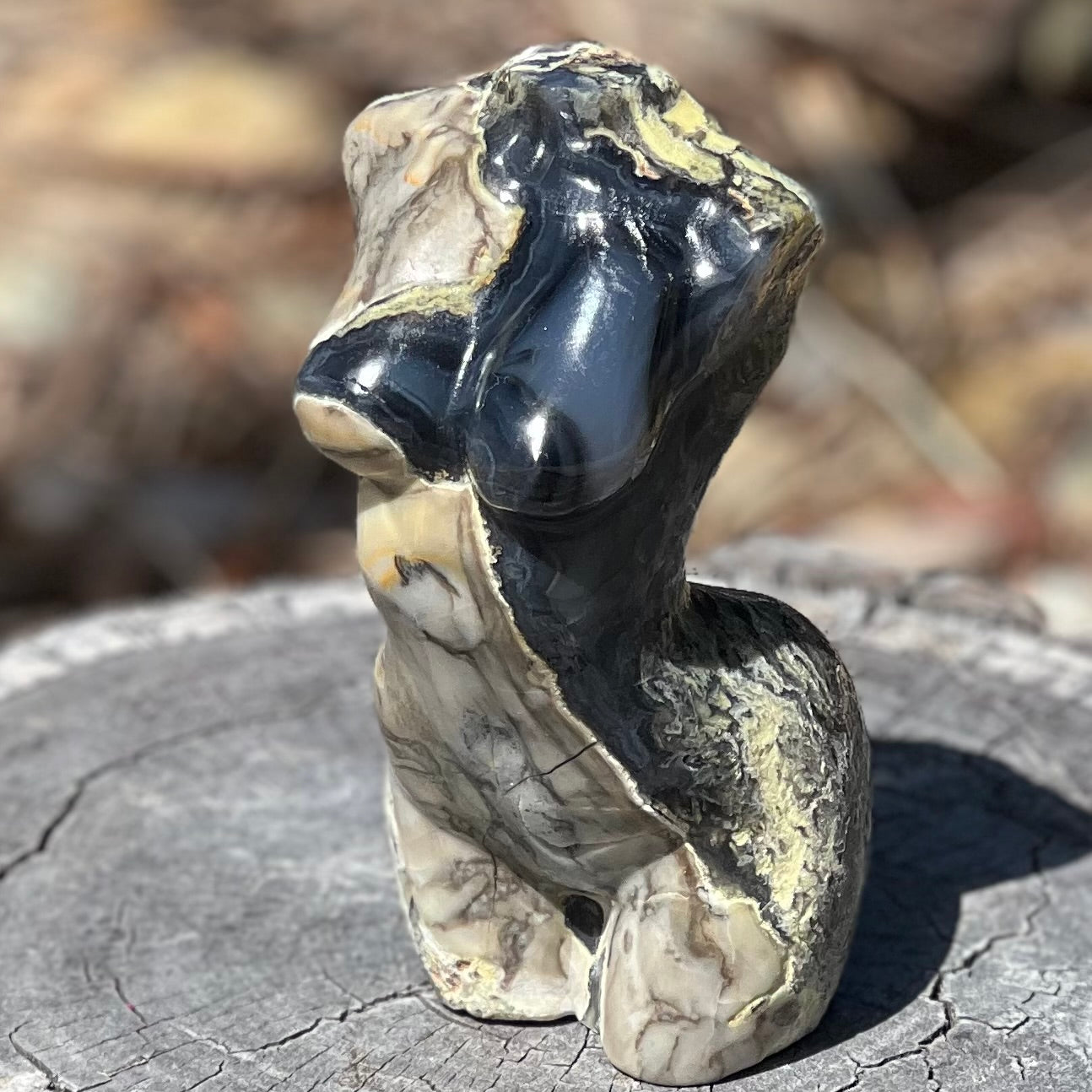 Volcanic Agate Lady Body Carving