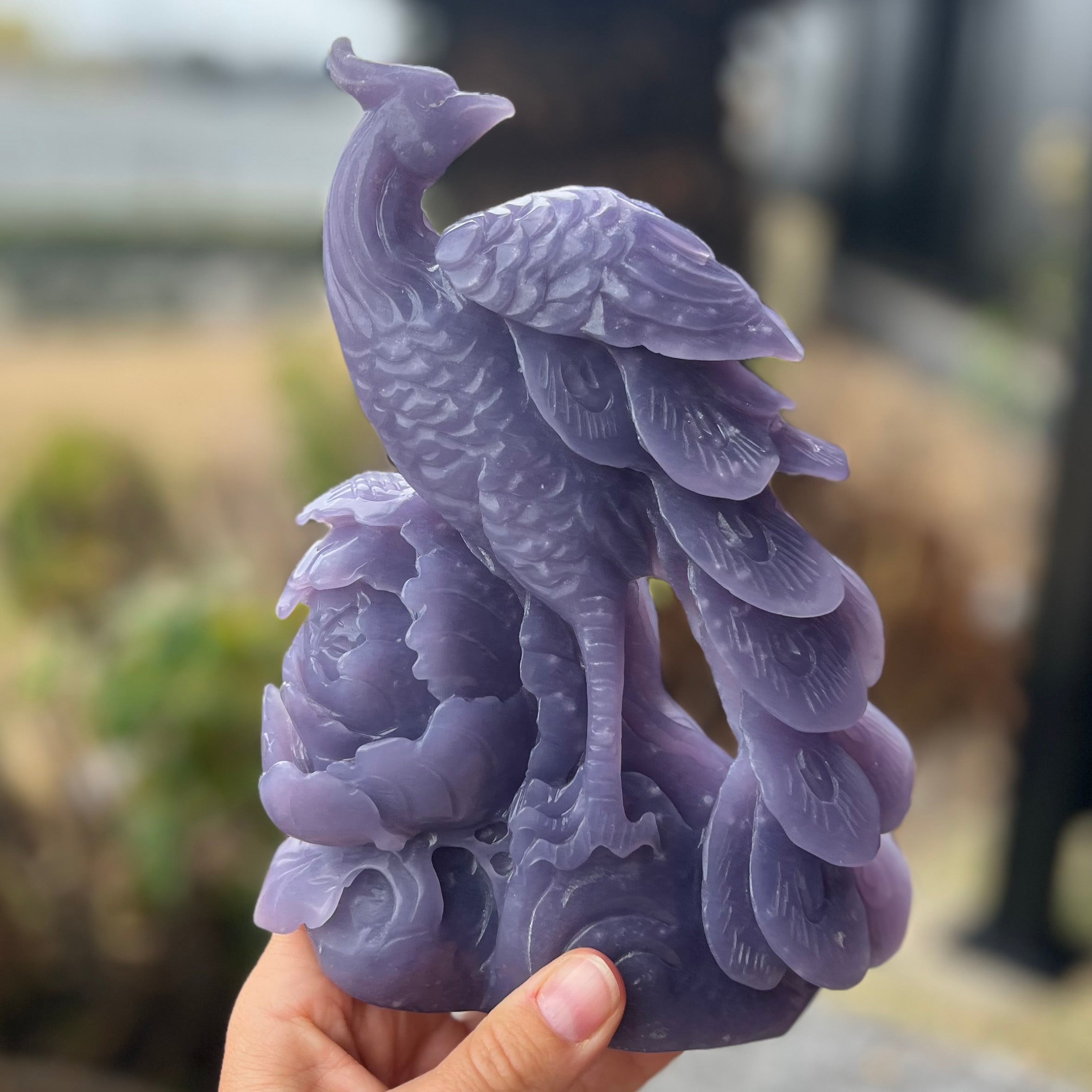 Lepidolite Peacock Carving