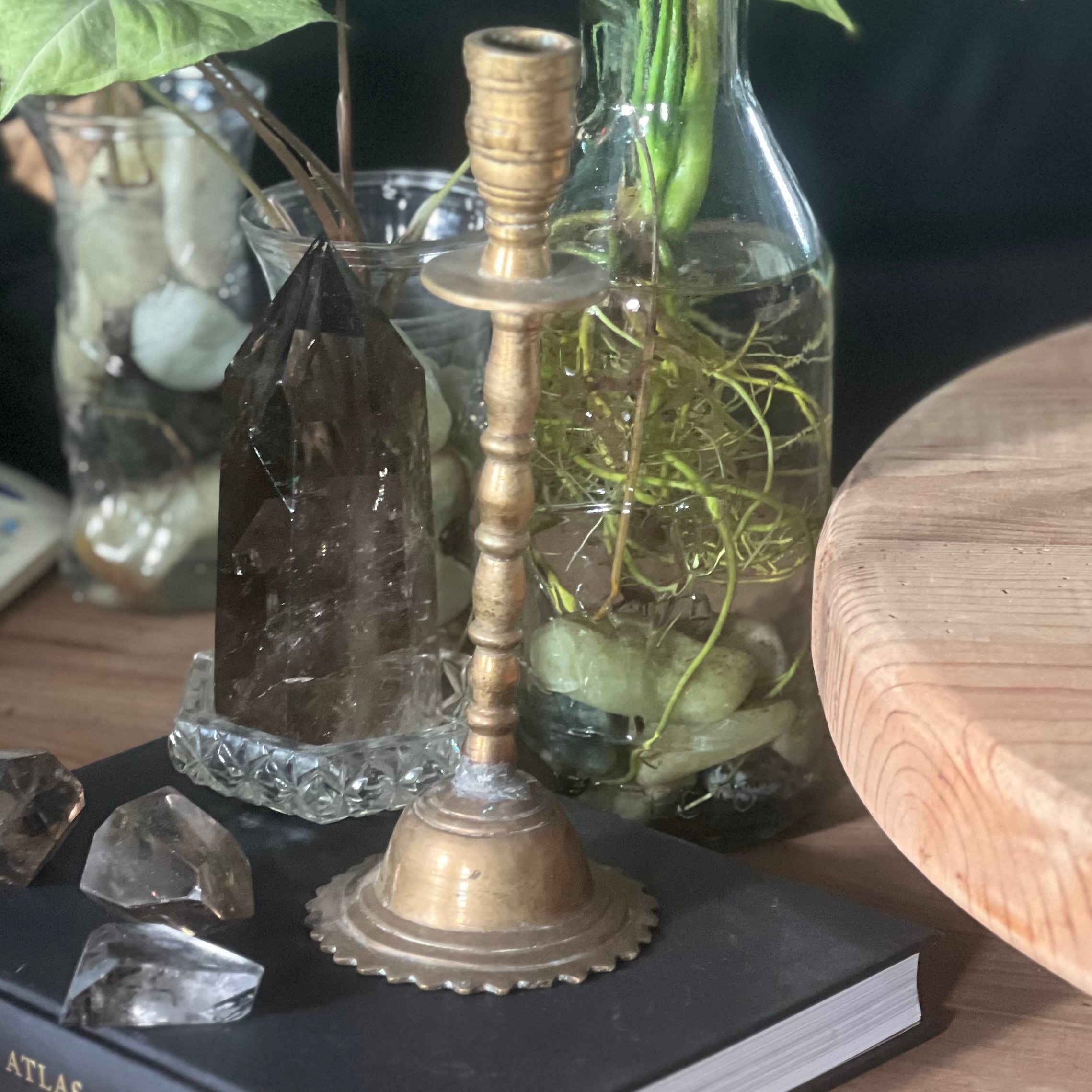 Boho Jungle ~ Vintage Brass Candle Holder - Sphere Holder Decor