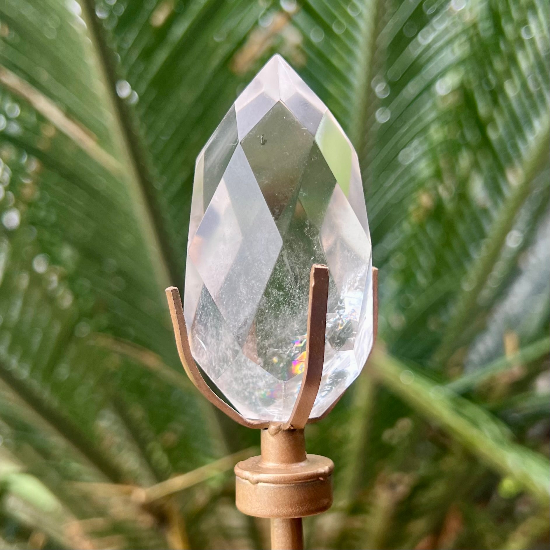 Clear Quartz ~ Facetted Generator Point on Stand