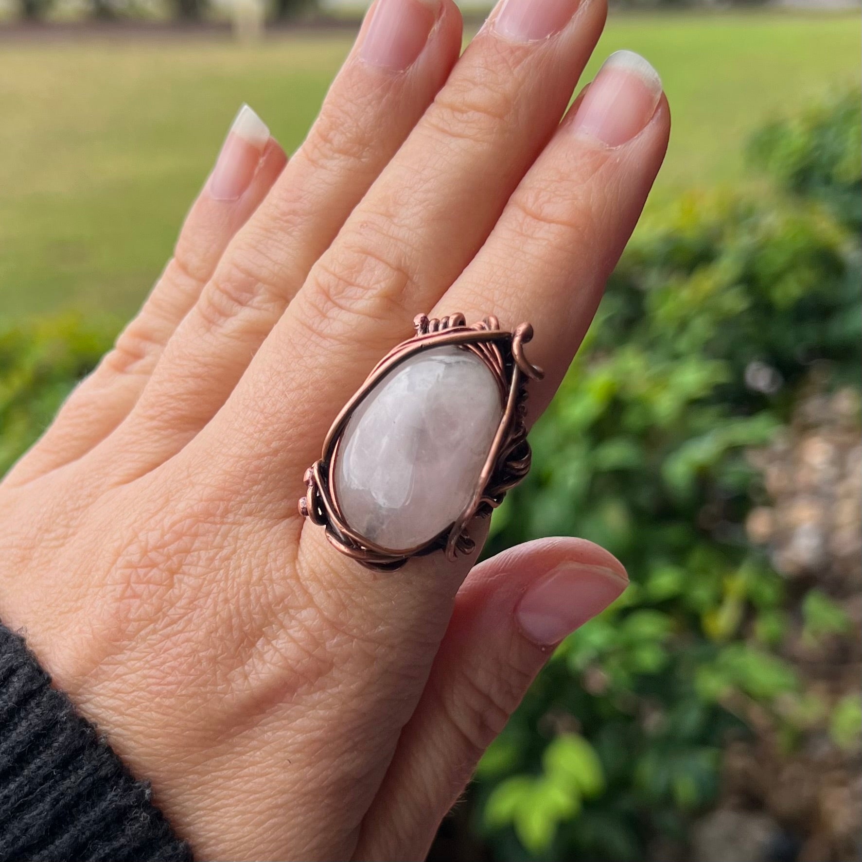 Muse Forged ~ Artesian Rose Quartz Ring ~ 6.5