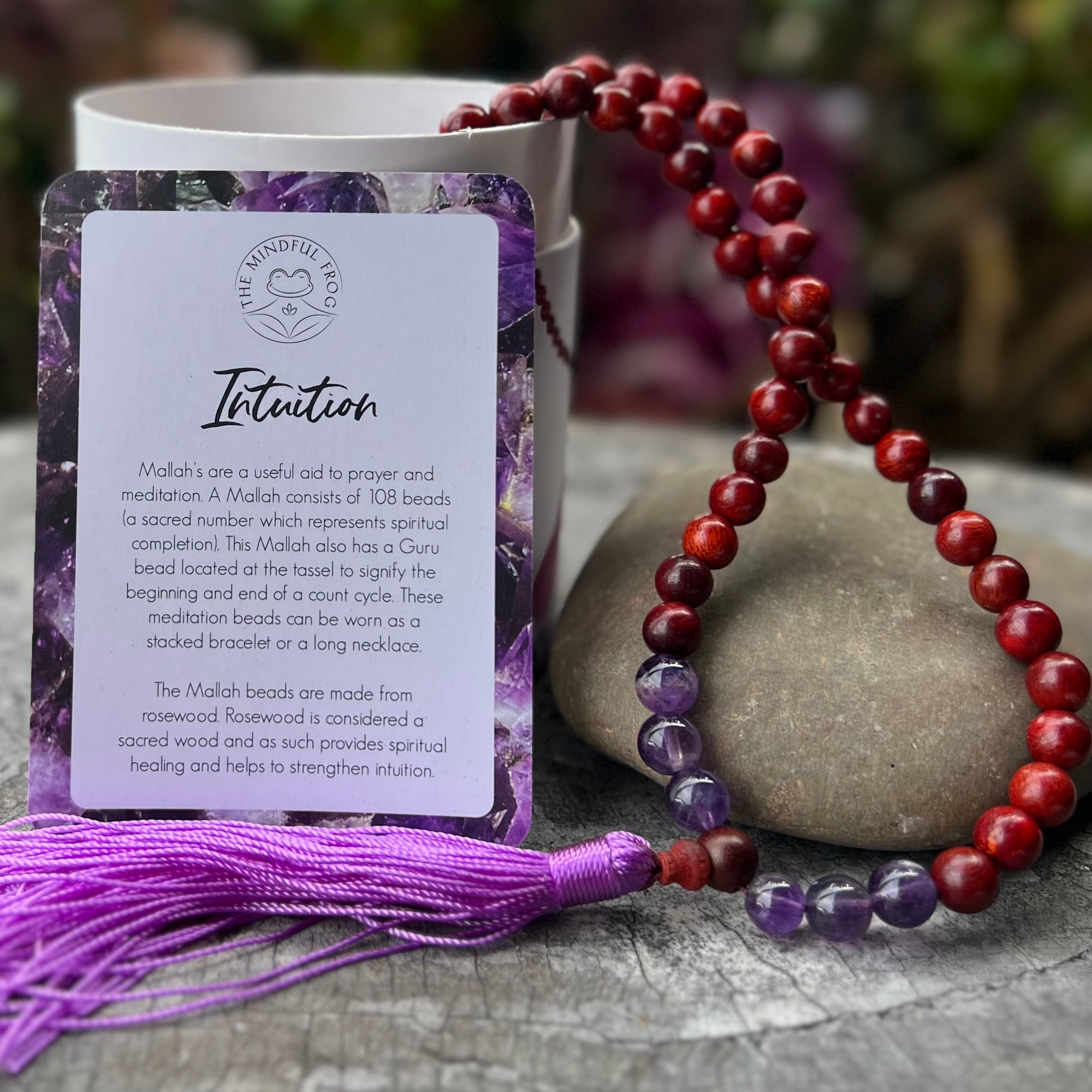 Intuition~ Rosewood and Amethyst ~ Meditation Necklace
