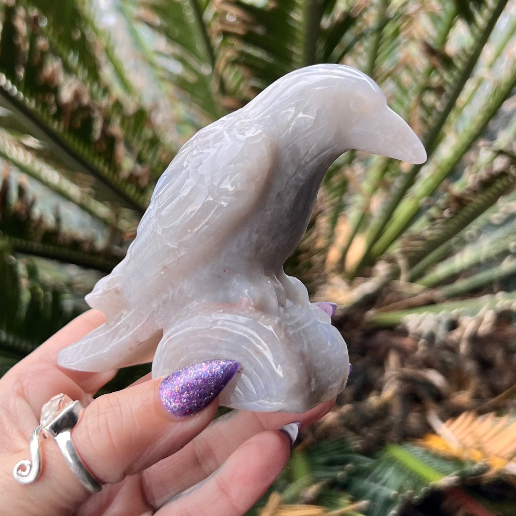 Raven Carving ~ Blue Quartz