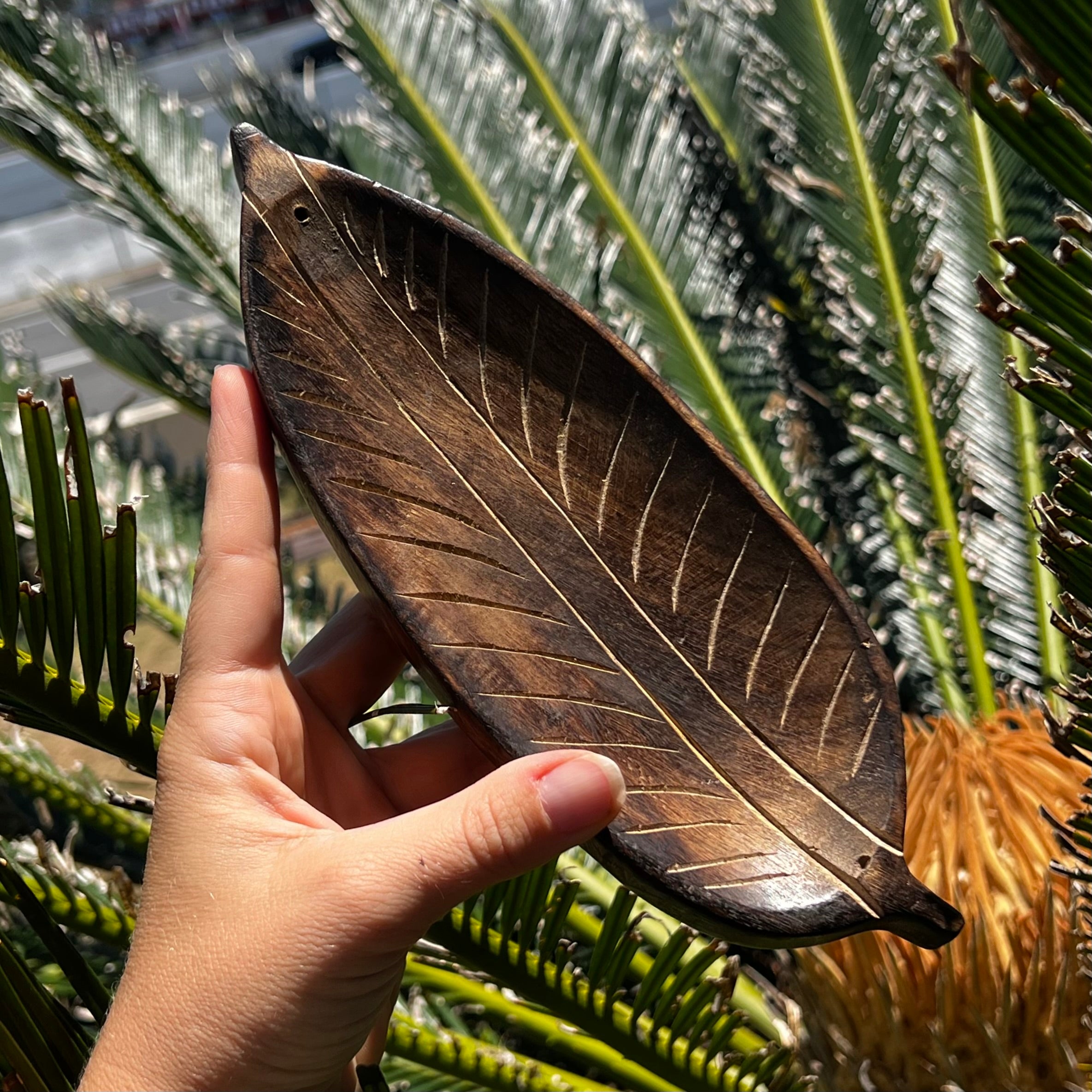 Wooden Leaf Incense Holder