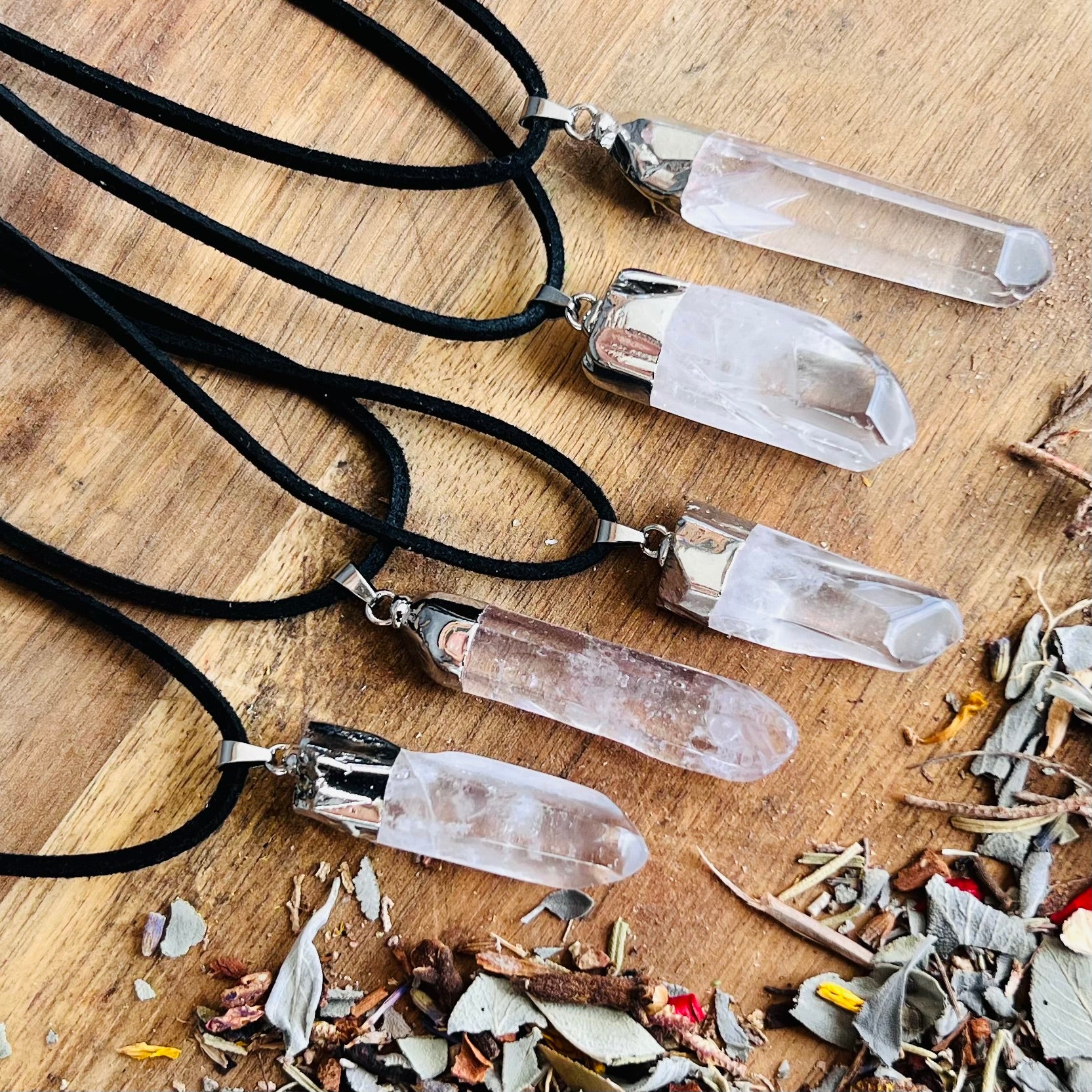 Clear Quartz Generator Point Pendant Necklace