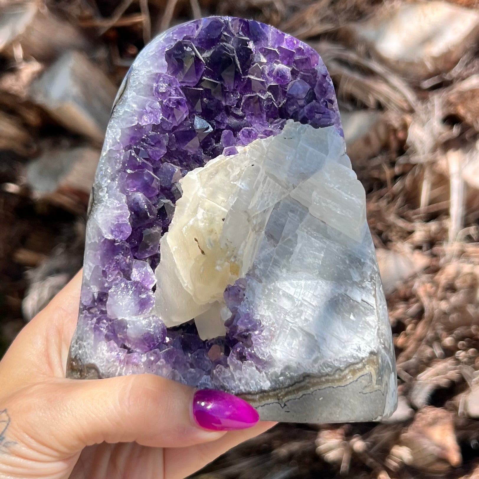 Amethyst Cluster with Calcite Inclusion