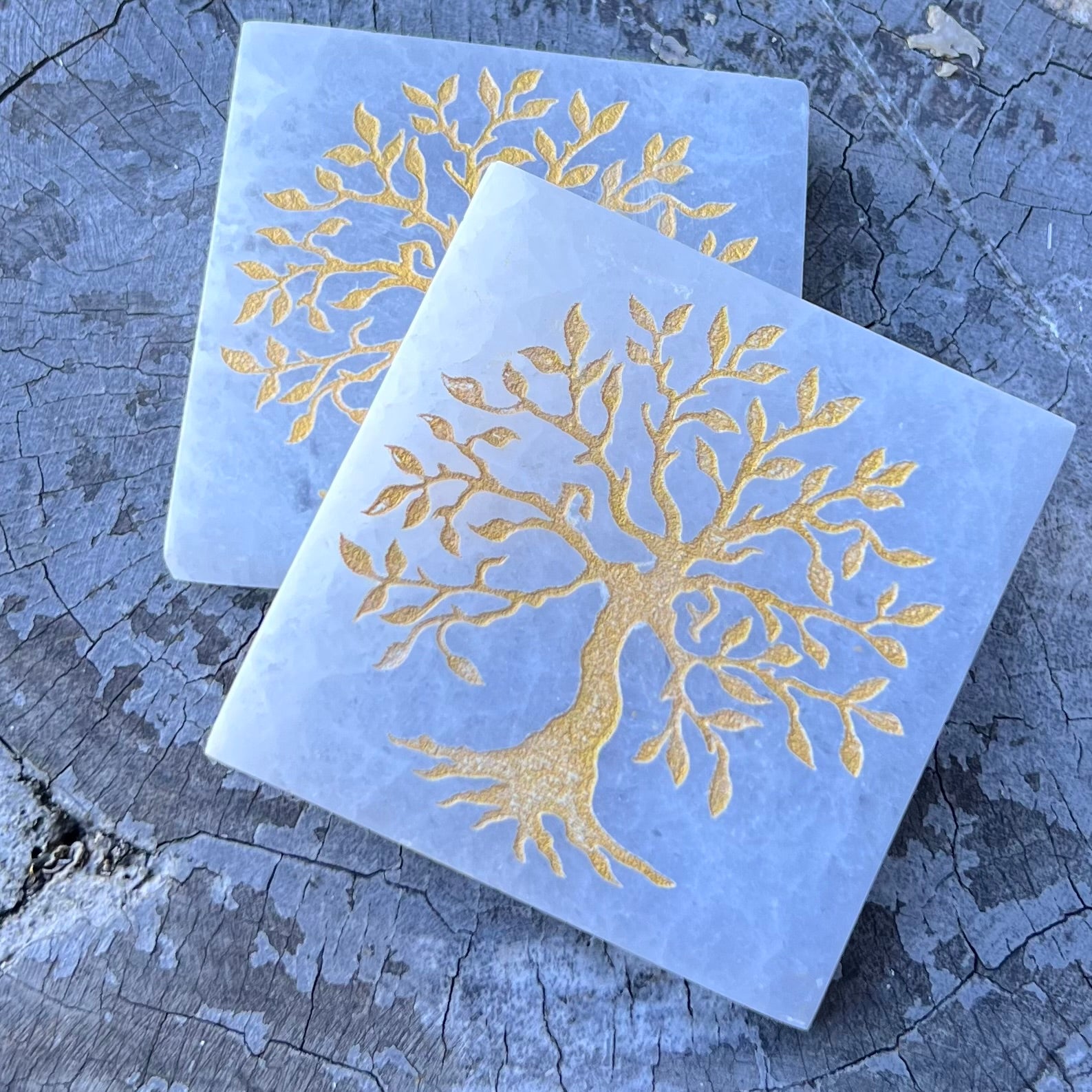 Selenite Cleansing & Charging Plate ~ Tree of Life