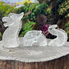 Clear Quartz Sea Dragon Carving ~ 3 Piece Set