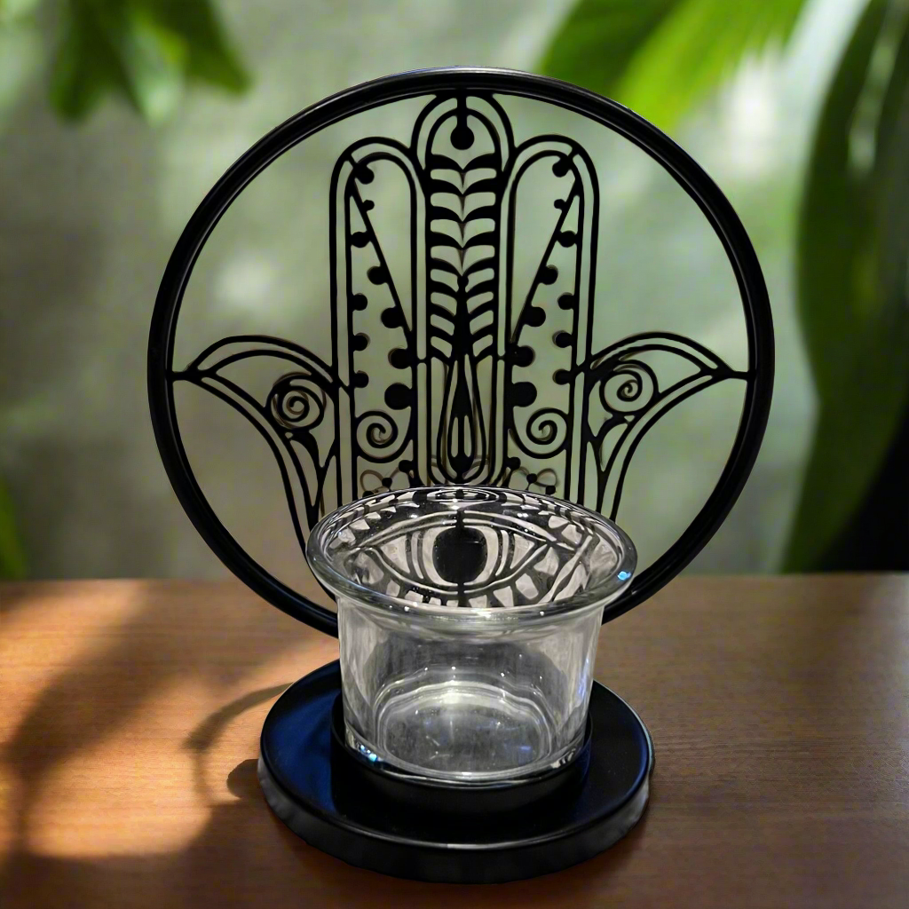 Hamsa Protection Tea Light Candle Holder