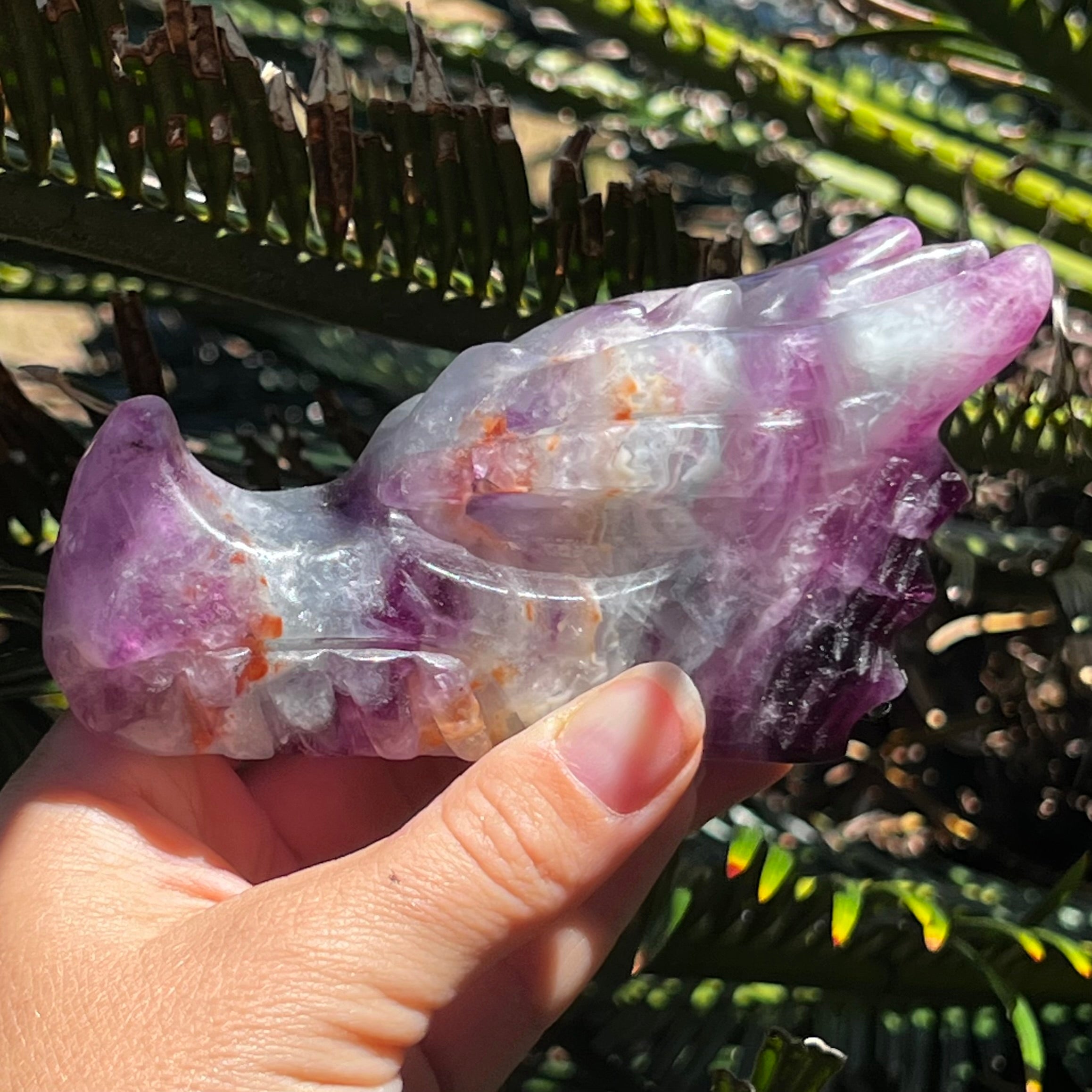 Rainbow Fluorite Dragon Head Carving