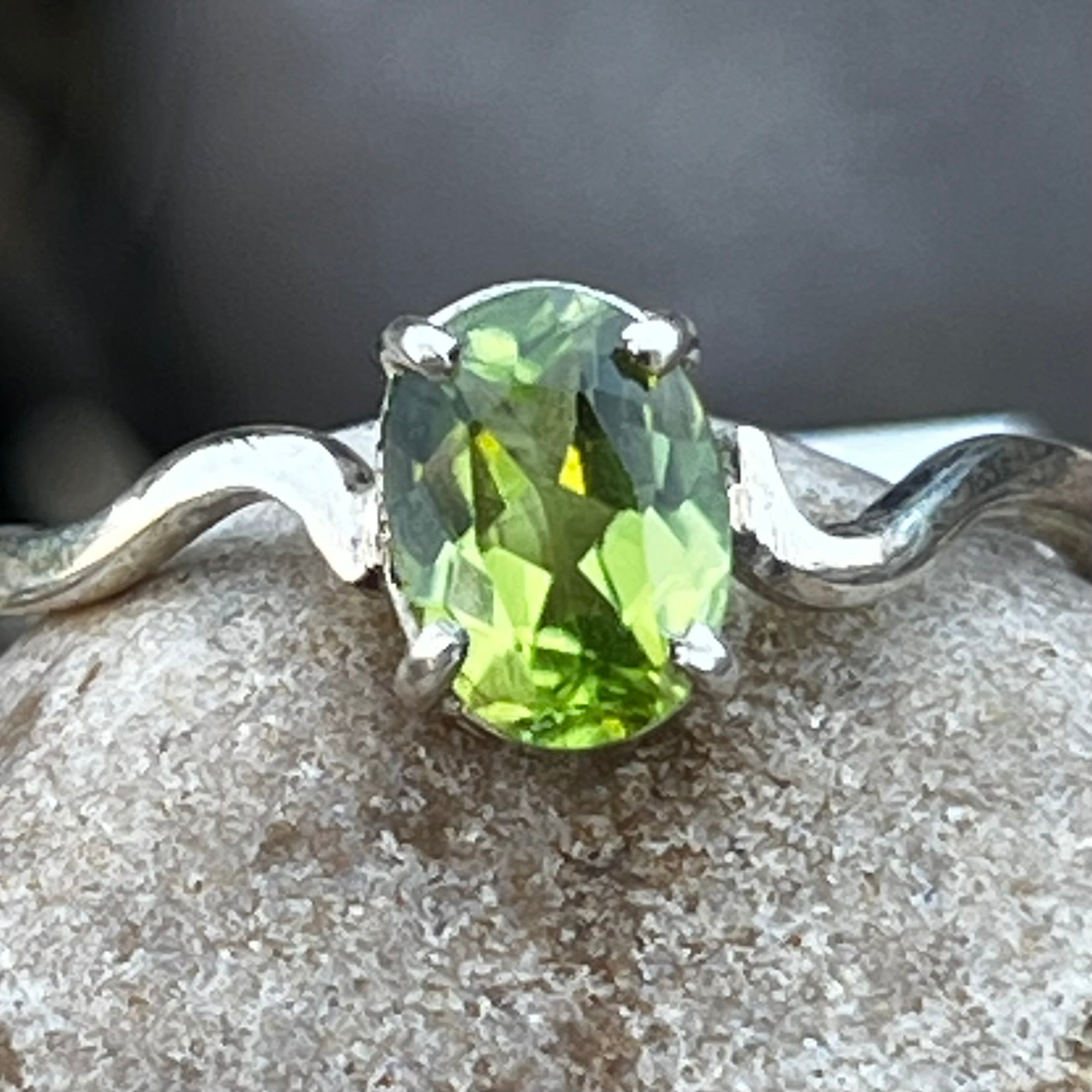 Peridot~ Sterling Silver Ring ~ Size 8