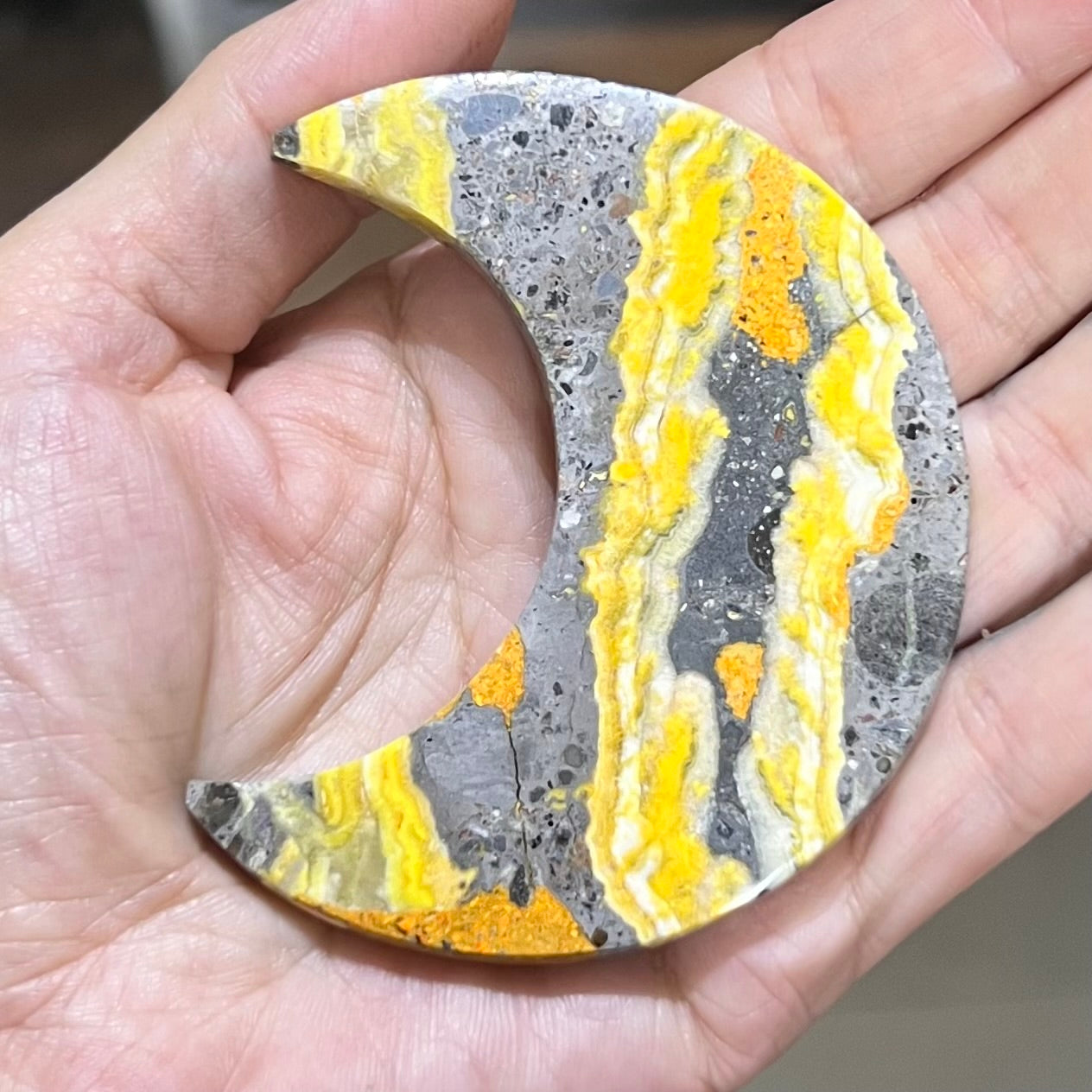 Bumble Bee Jasper Crescent Moon