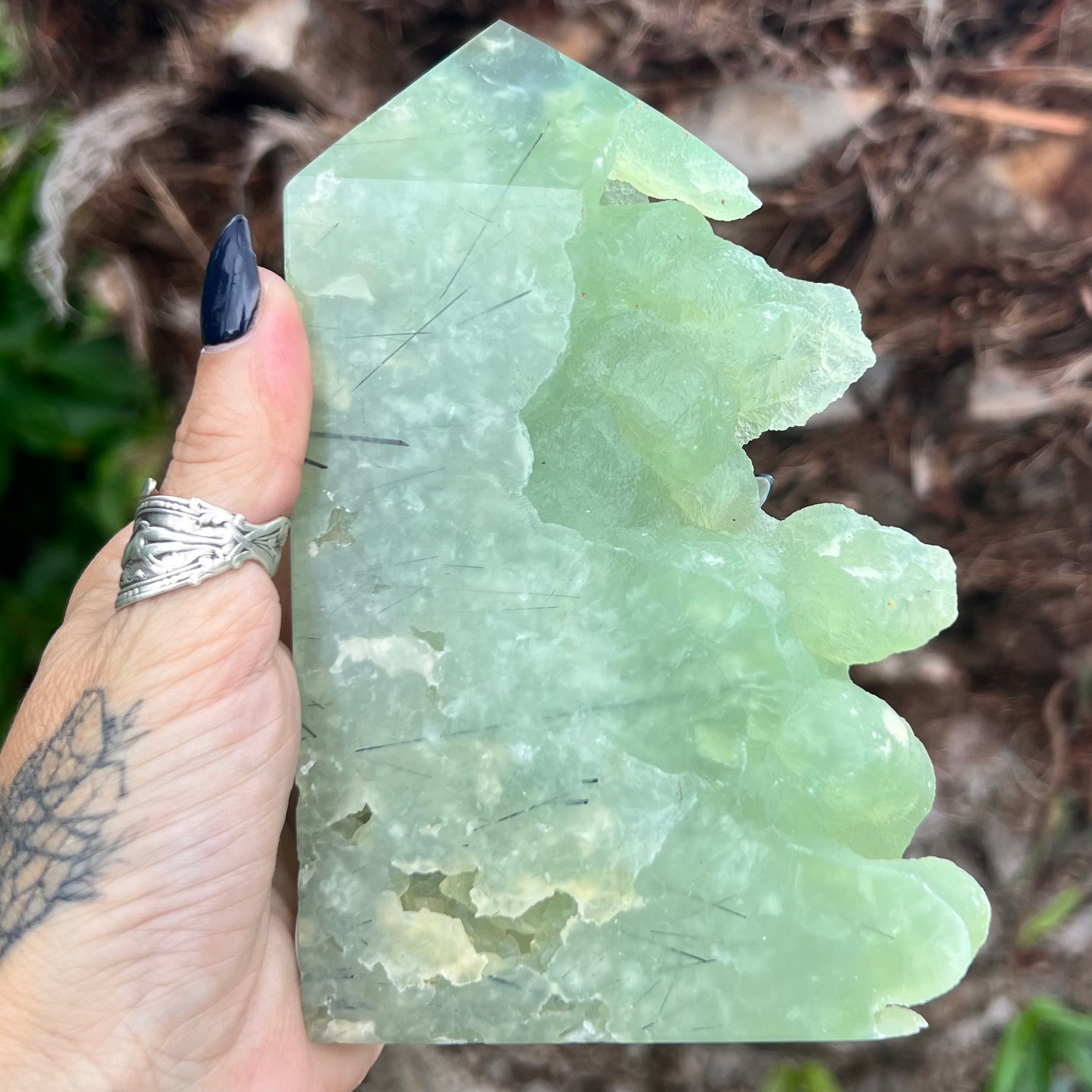 Prehnite Semi Raw Tower