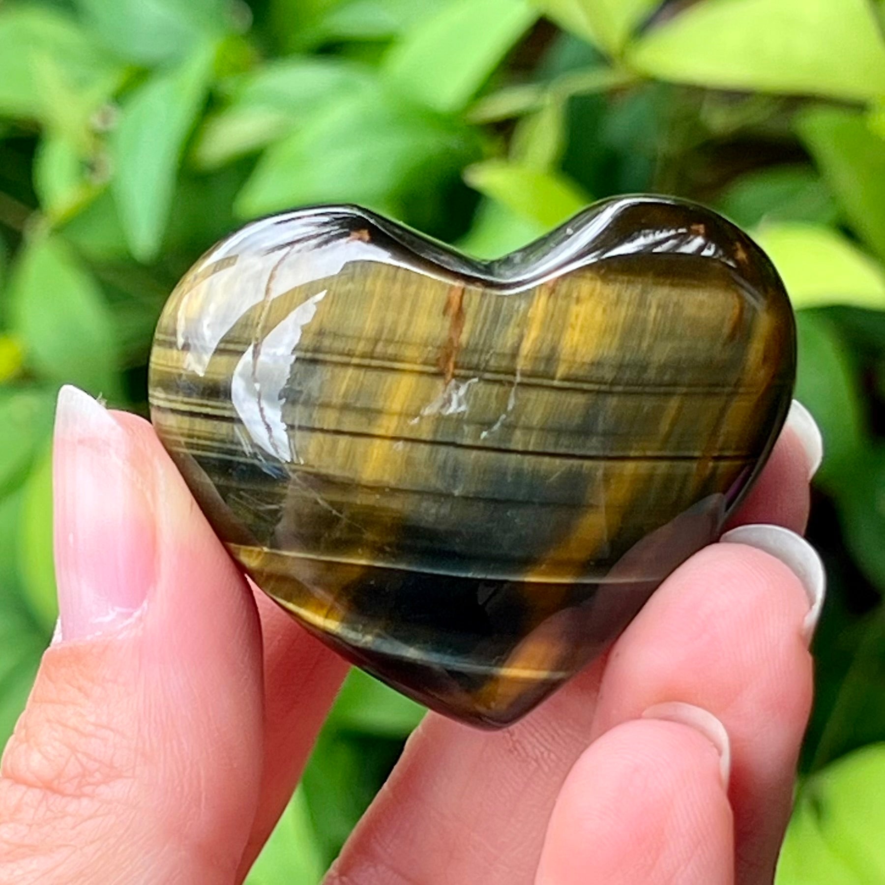 Blue Tiger Eye Heart Carving