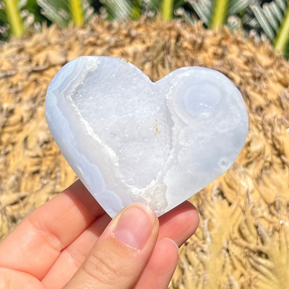 Blue Lace Agate Semi Raw ~ Heart