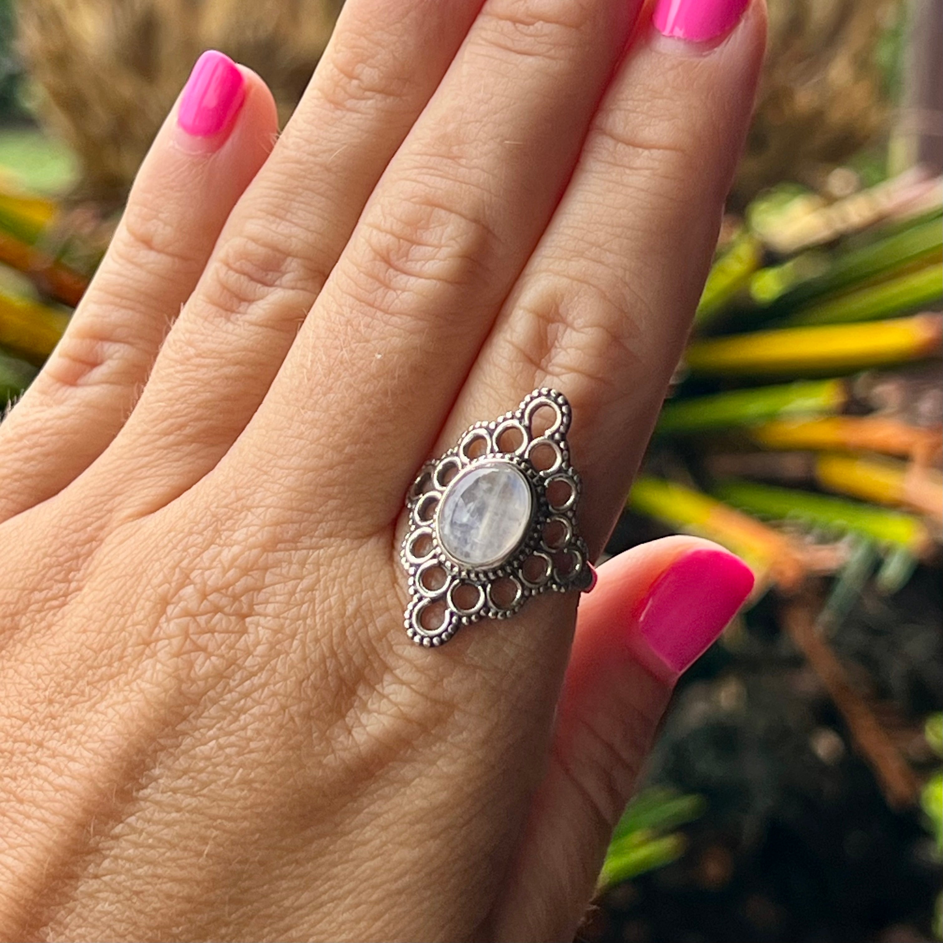 Moonstone ~ Sterling Silver Ring ~ size 7.5