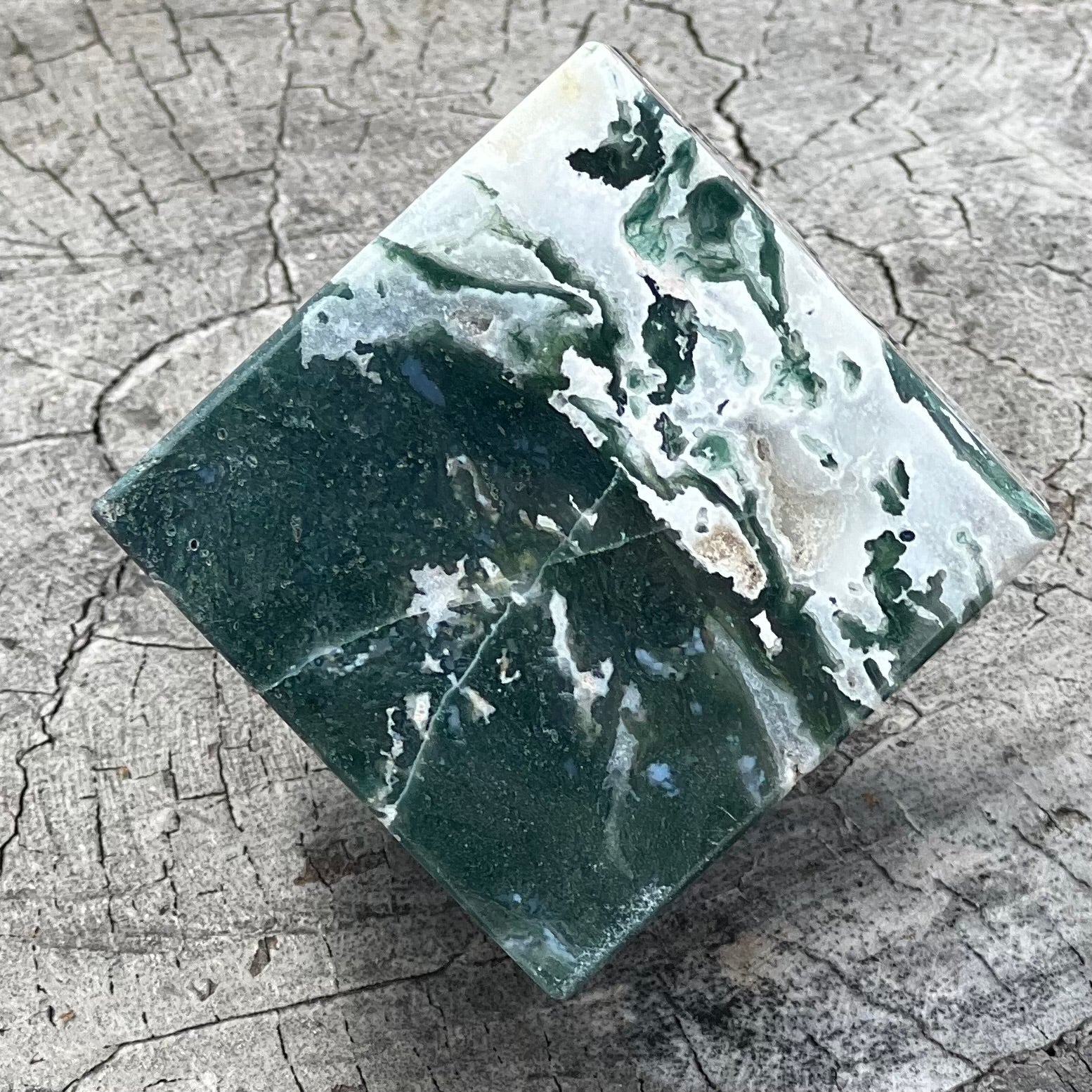 Moss Agate Cube