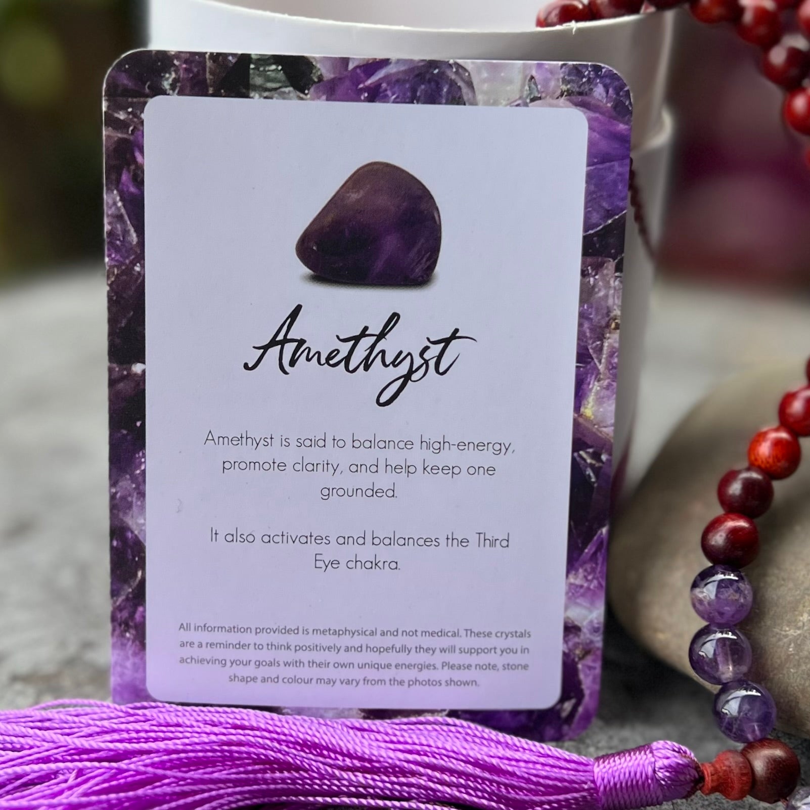 Intuition~ Rosewood and Amethyst ~ Meditation Necklace