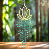 Sea Glass Lotus Wind Chime ~ Tranquility Teal ~ Small