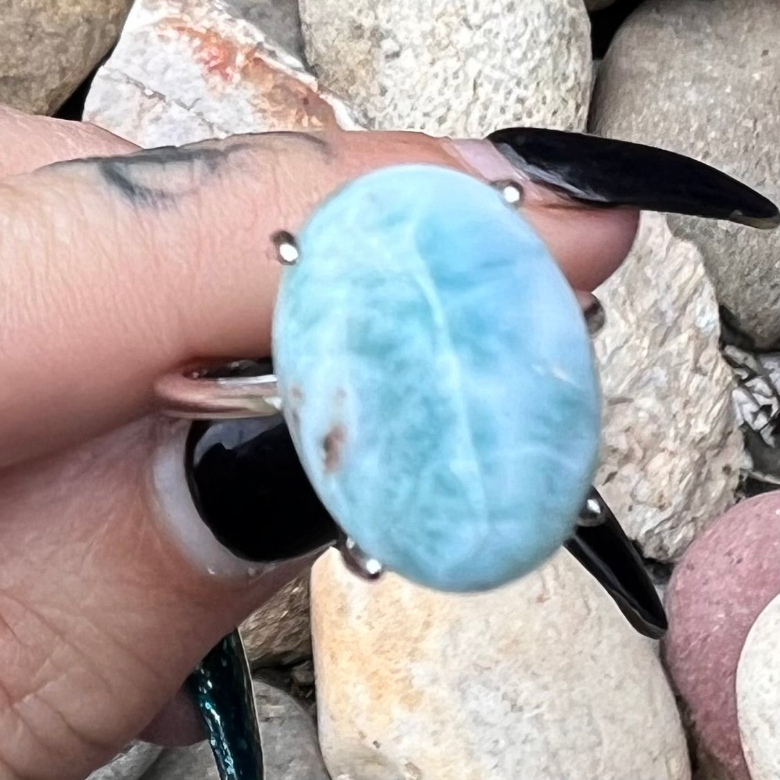 Larimar ~ Sterling Silver Ring ~ Size 8