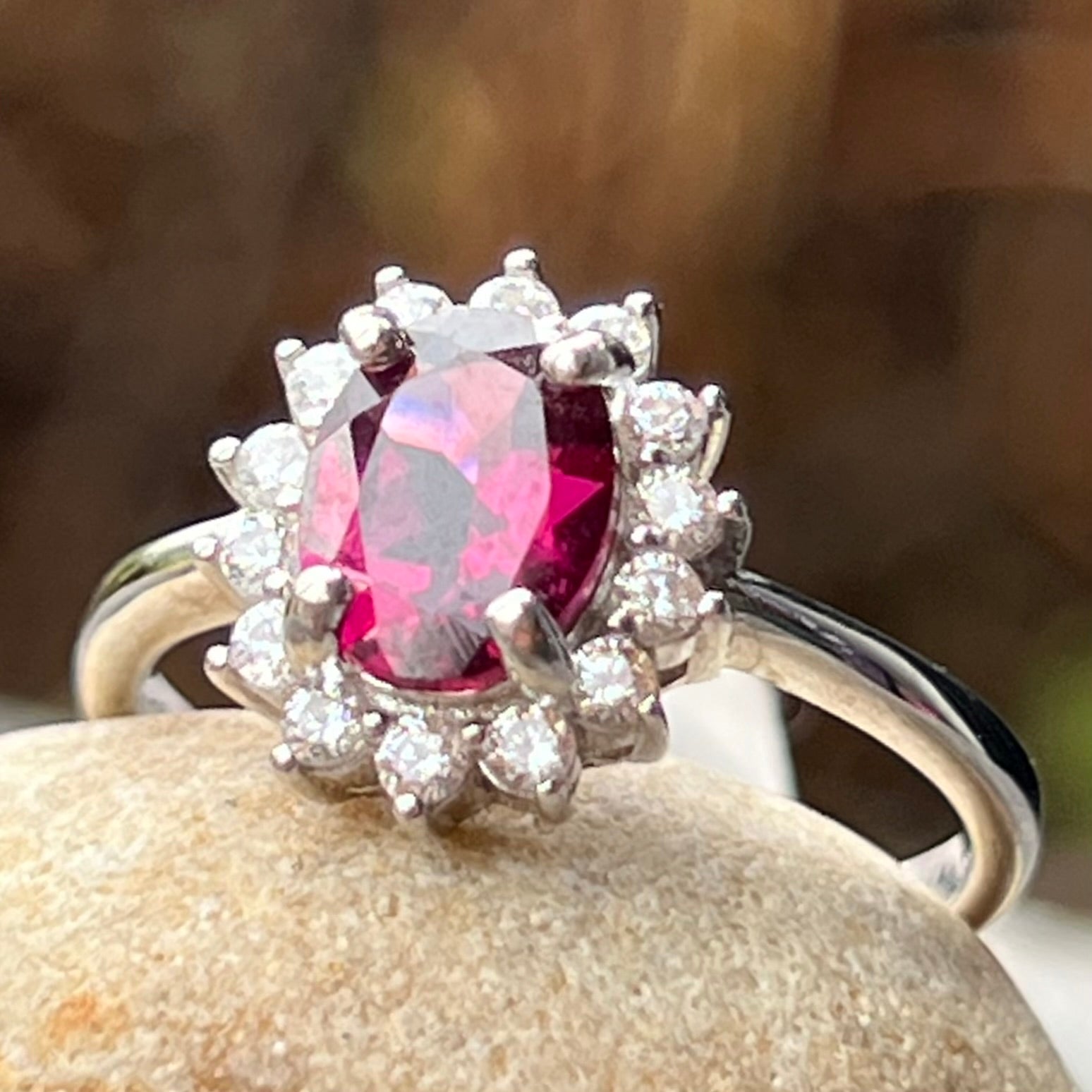 Rhodonite Garnet Sterling Silver Ring ~ Size 7