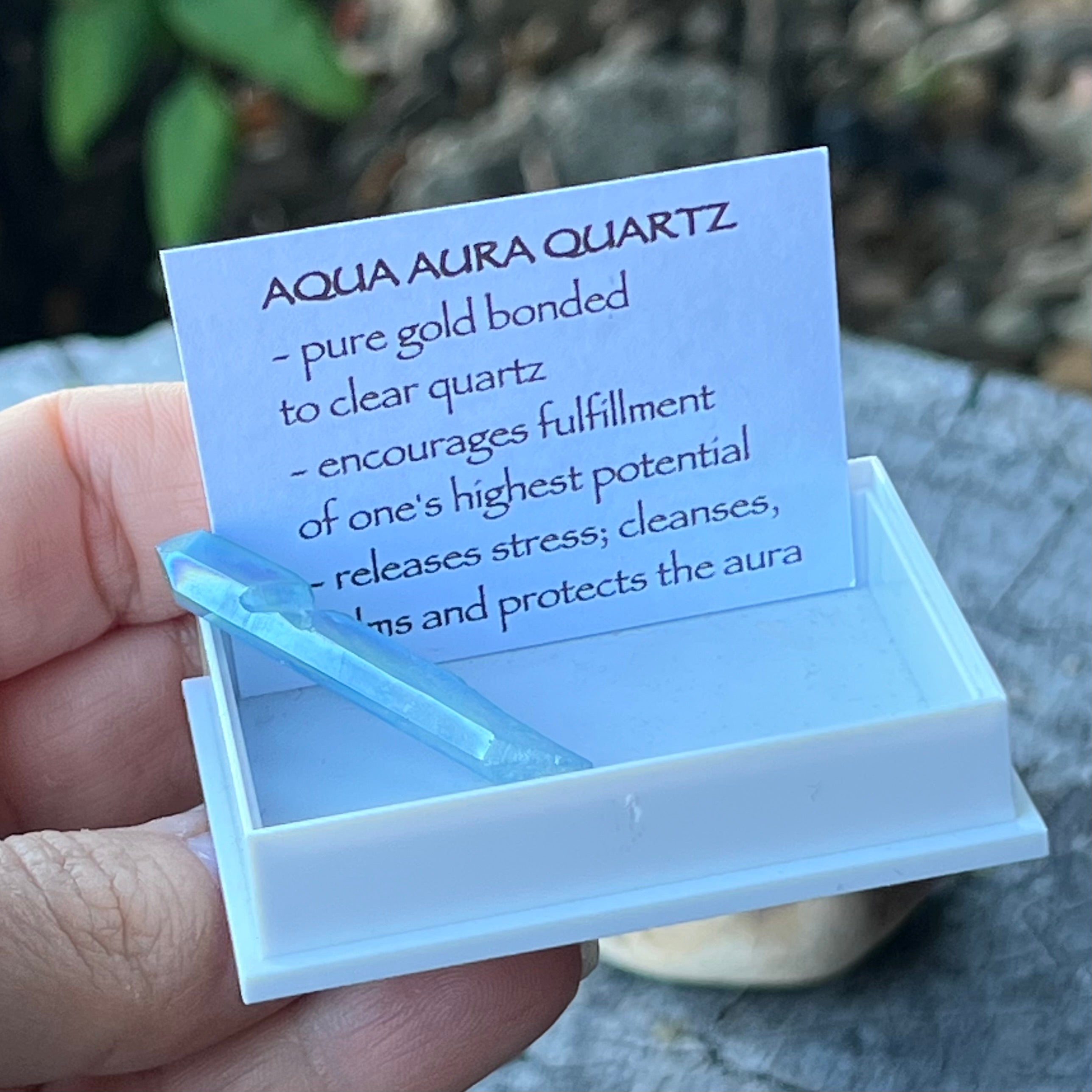 Aqua Aura Point ~ Specialty Boxed Crystal