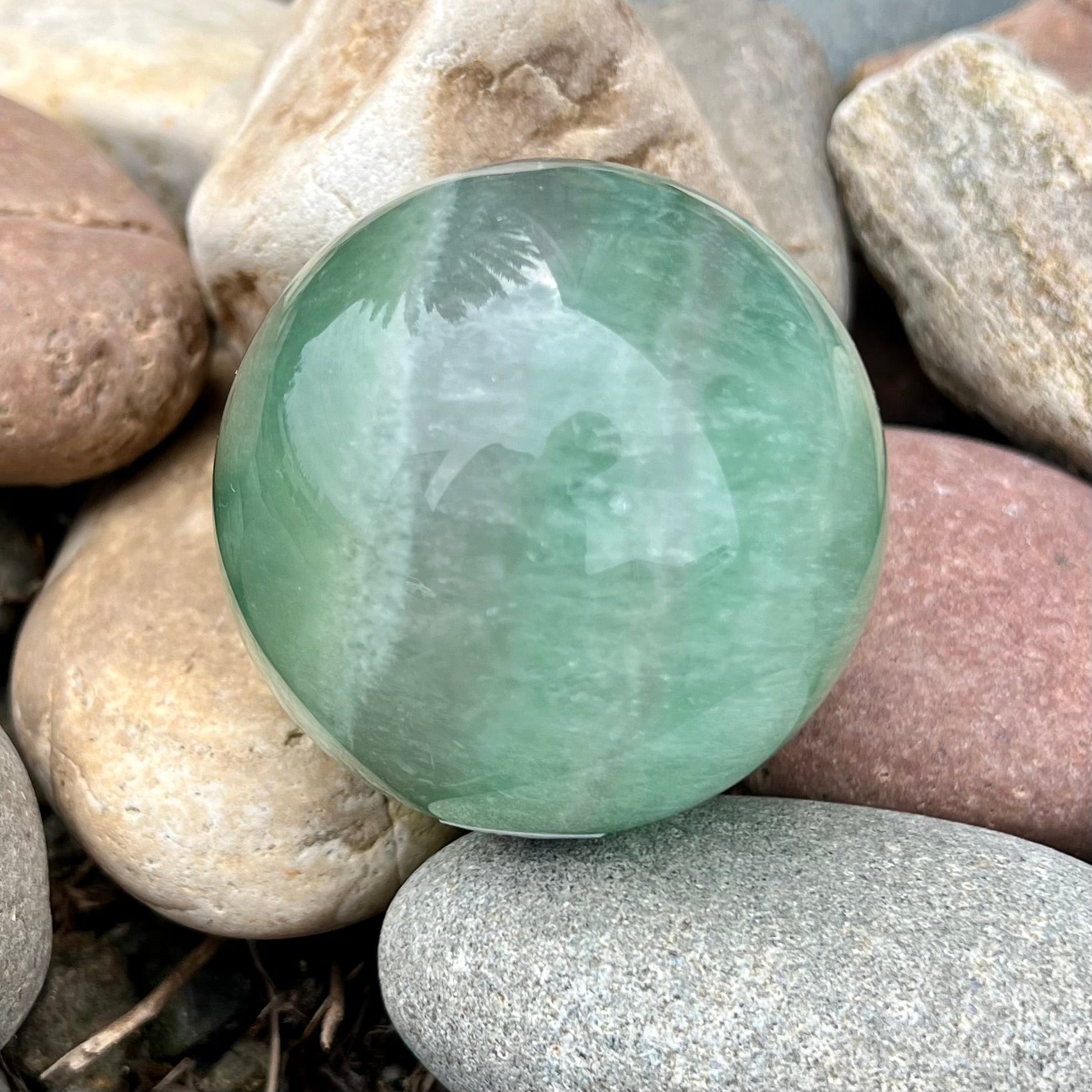 Inner Balancing Green Fluorite Sphere
