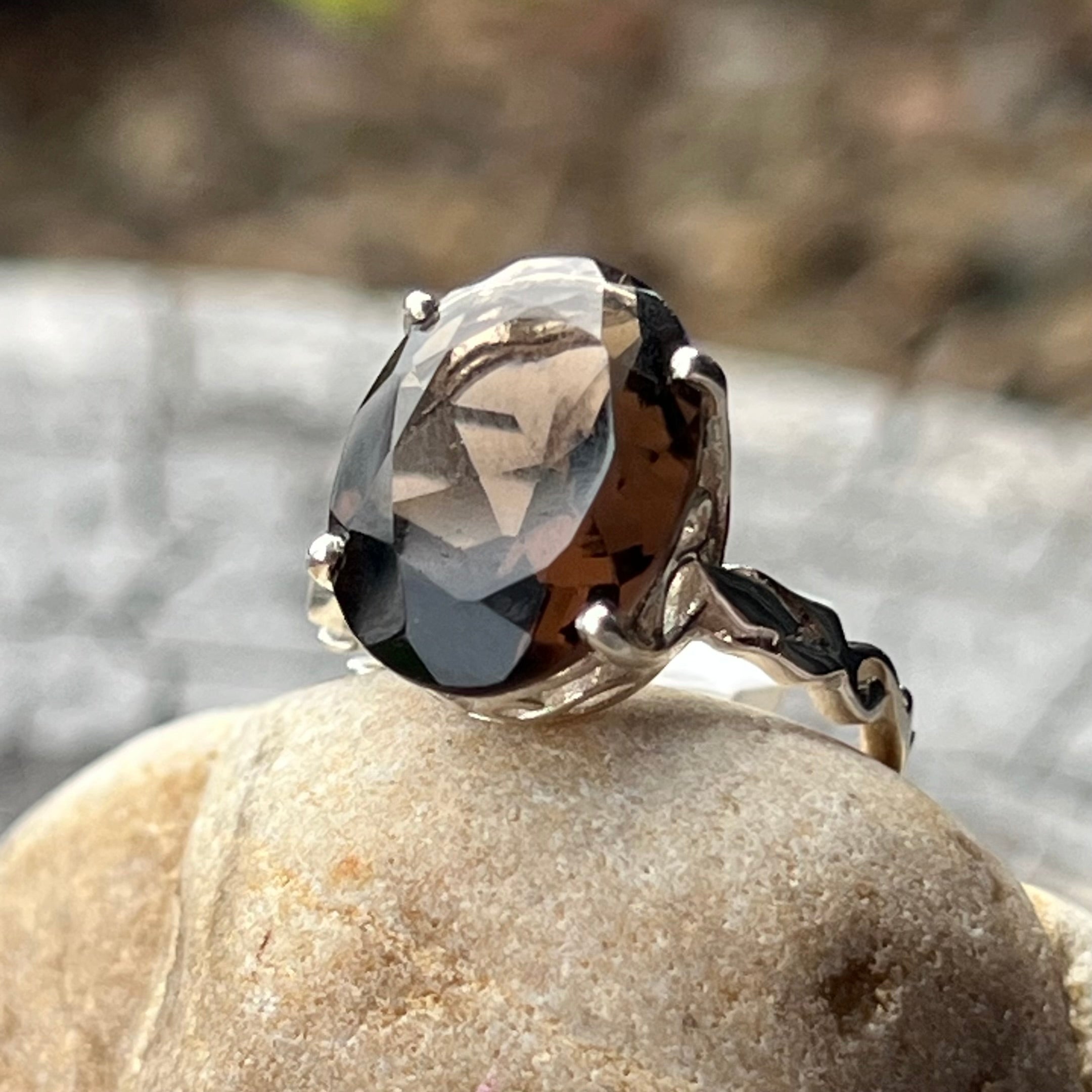 Smokey Quartz ~ Sterling Silver Ring ~ Size 7.5