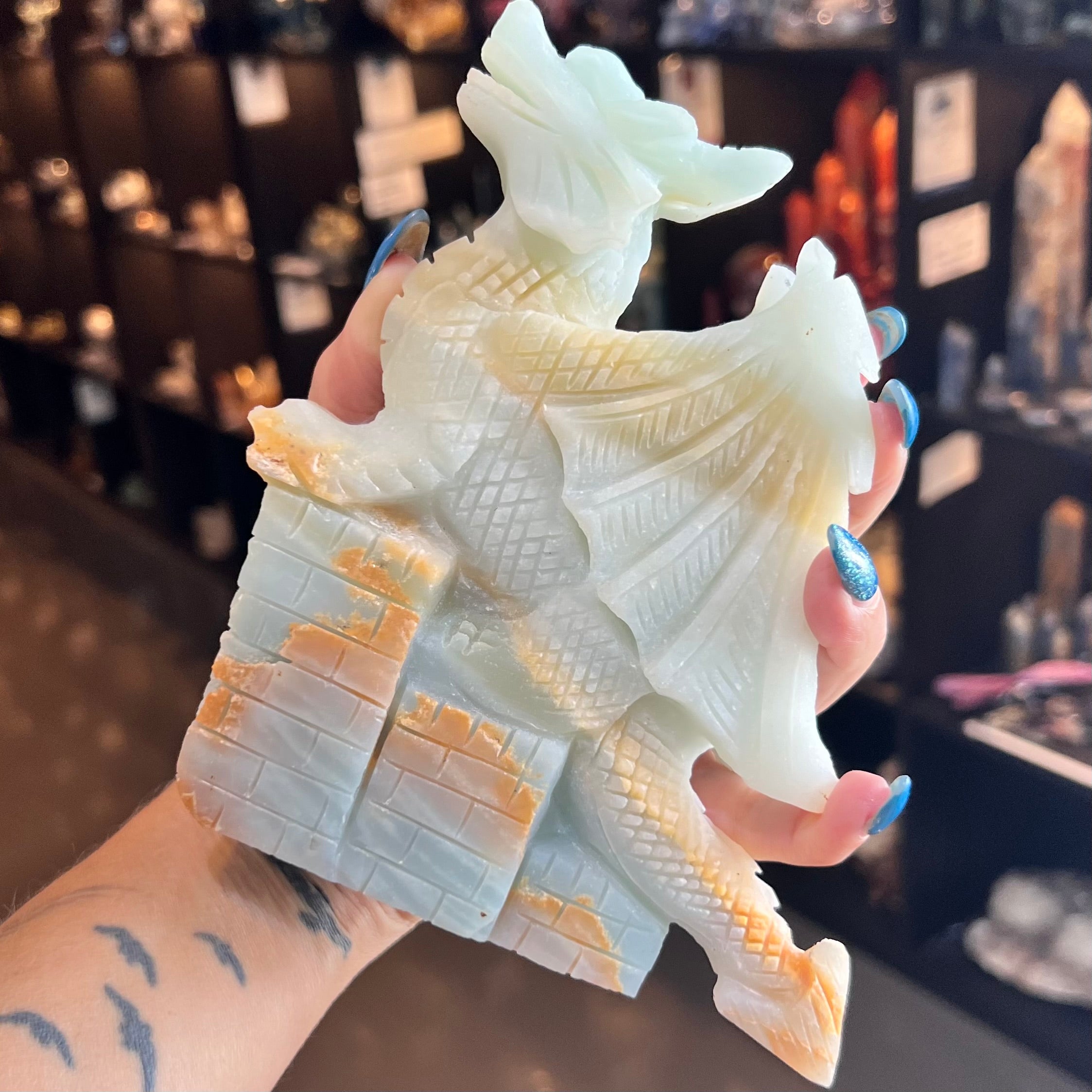 Caribbean Calcite Dragon Carving