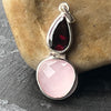 Rose Quartz and Garnet ~ Sterling Silver Pendant