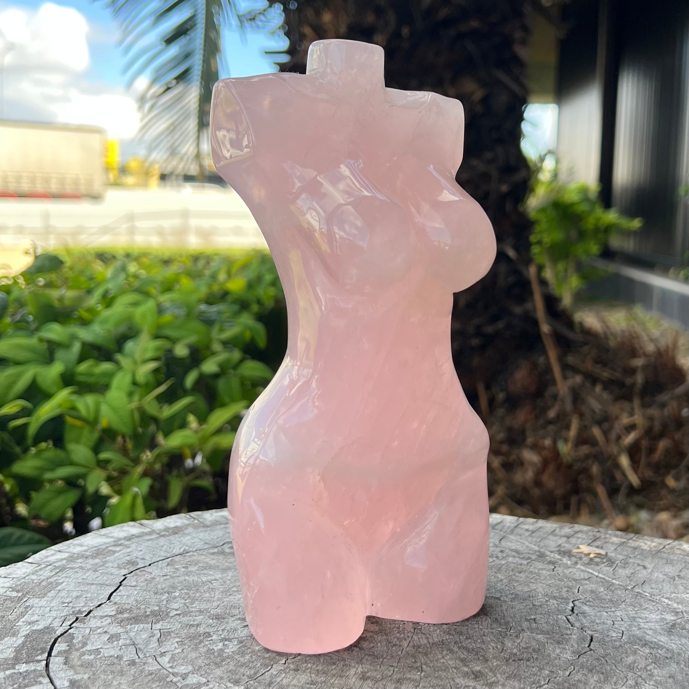 Rose Quartz ~ Large Woman Lady Body Carving
