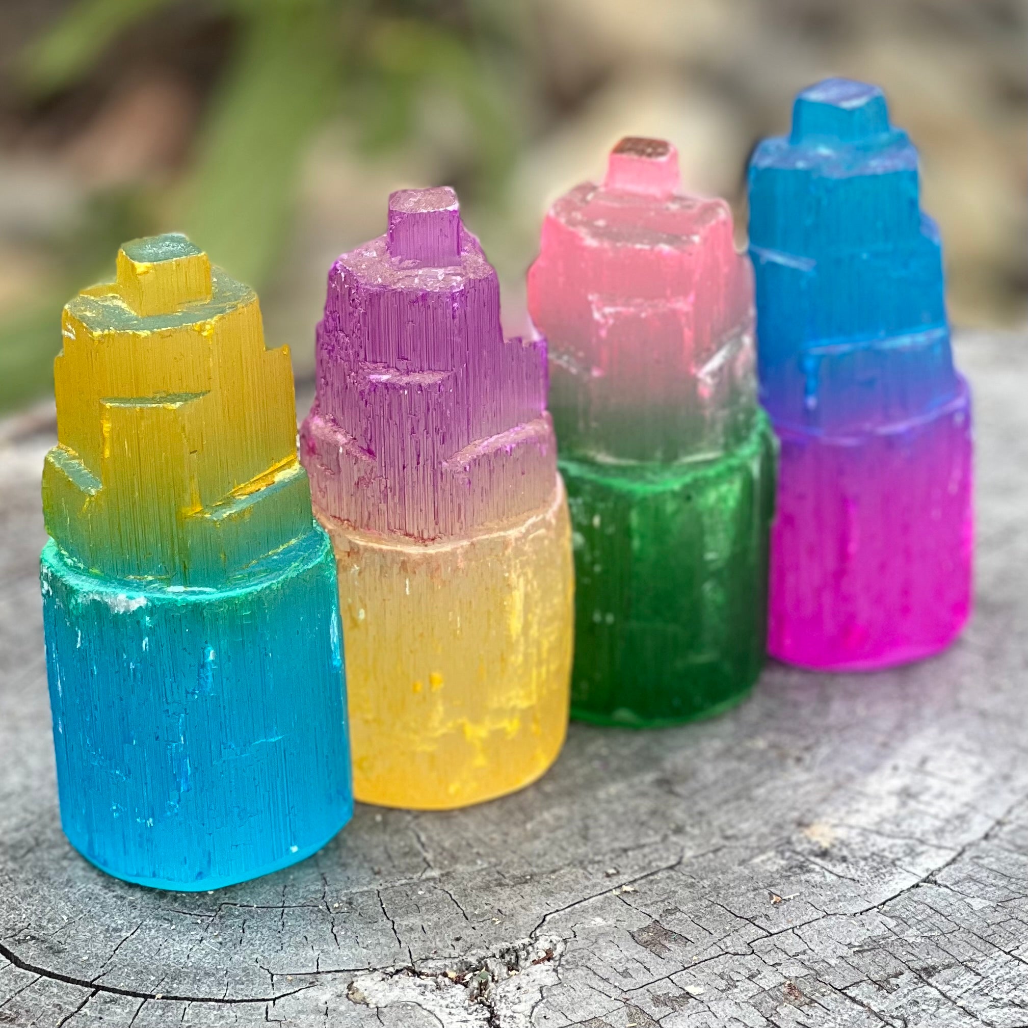 Selenite Coloured Set of 4 Towers