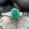Emerald~ Sterling Silver Ring ~ size 7