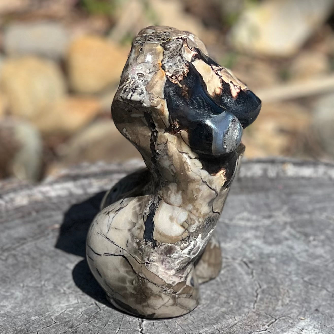 Volcanic Agate Lady Body Carving