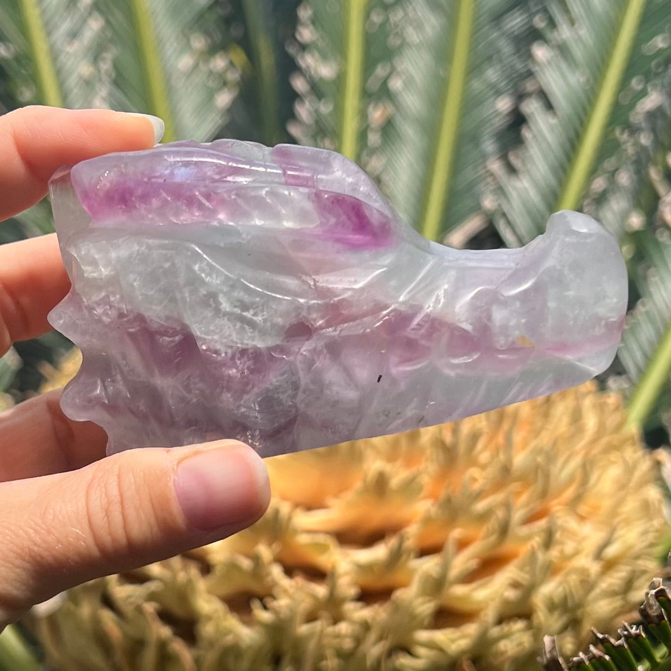 Rainbow Fluorite Dragon Head Carving