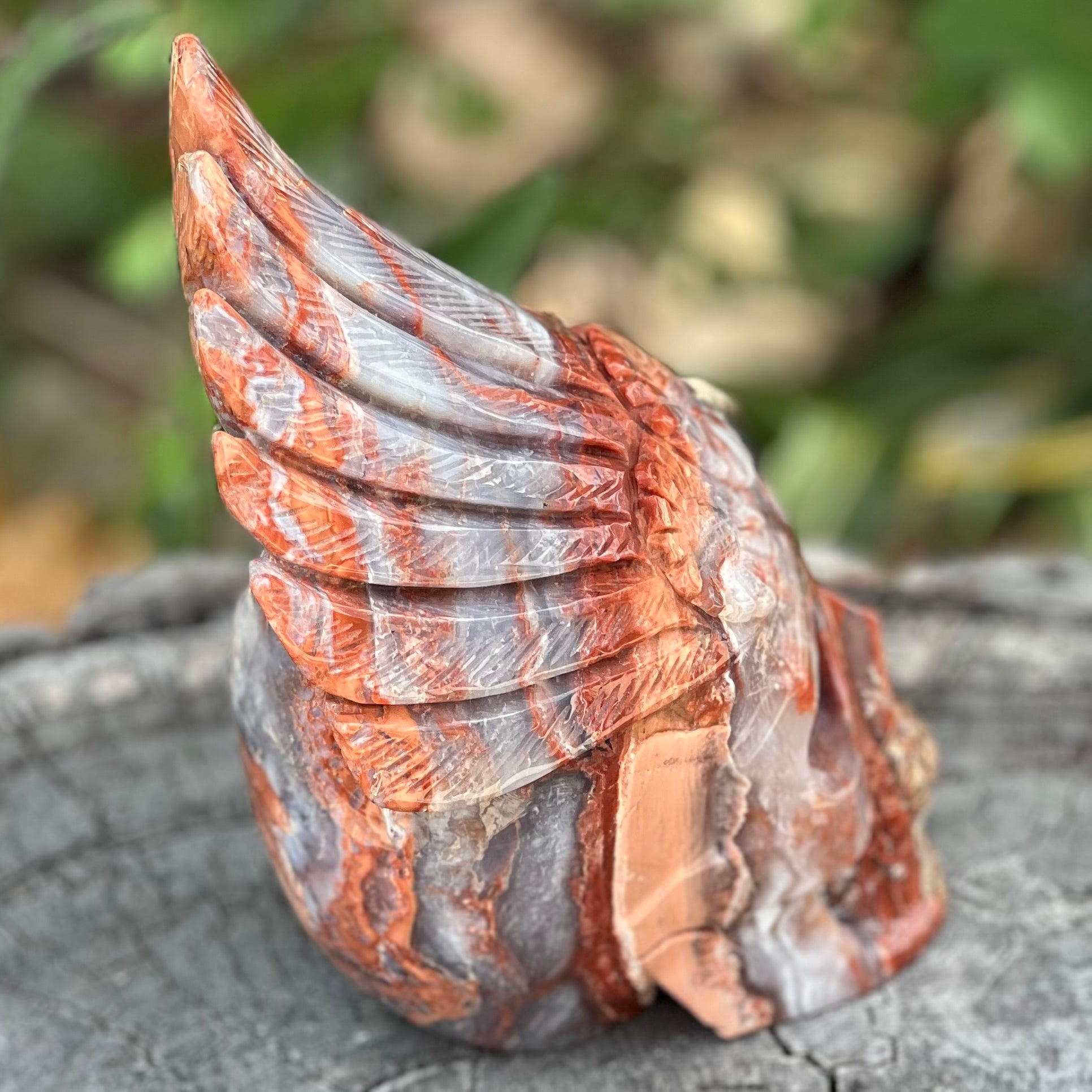 Boho Indian Skull ~ Agate Carnelian Carving